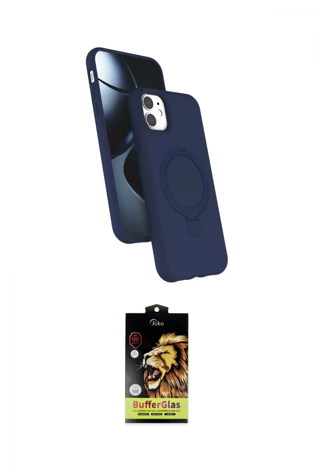 ieg™ iPhone 11 Kılıf İz Işık Koleksiyonu - Siyah Buffer Cam Ekran Koruyucu