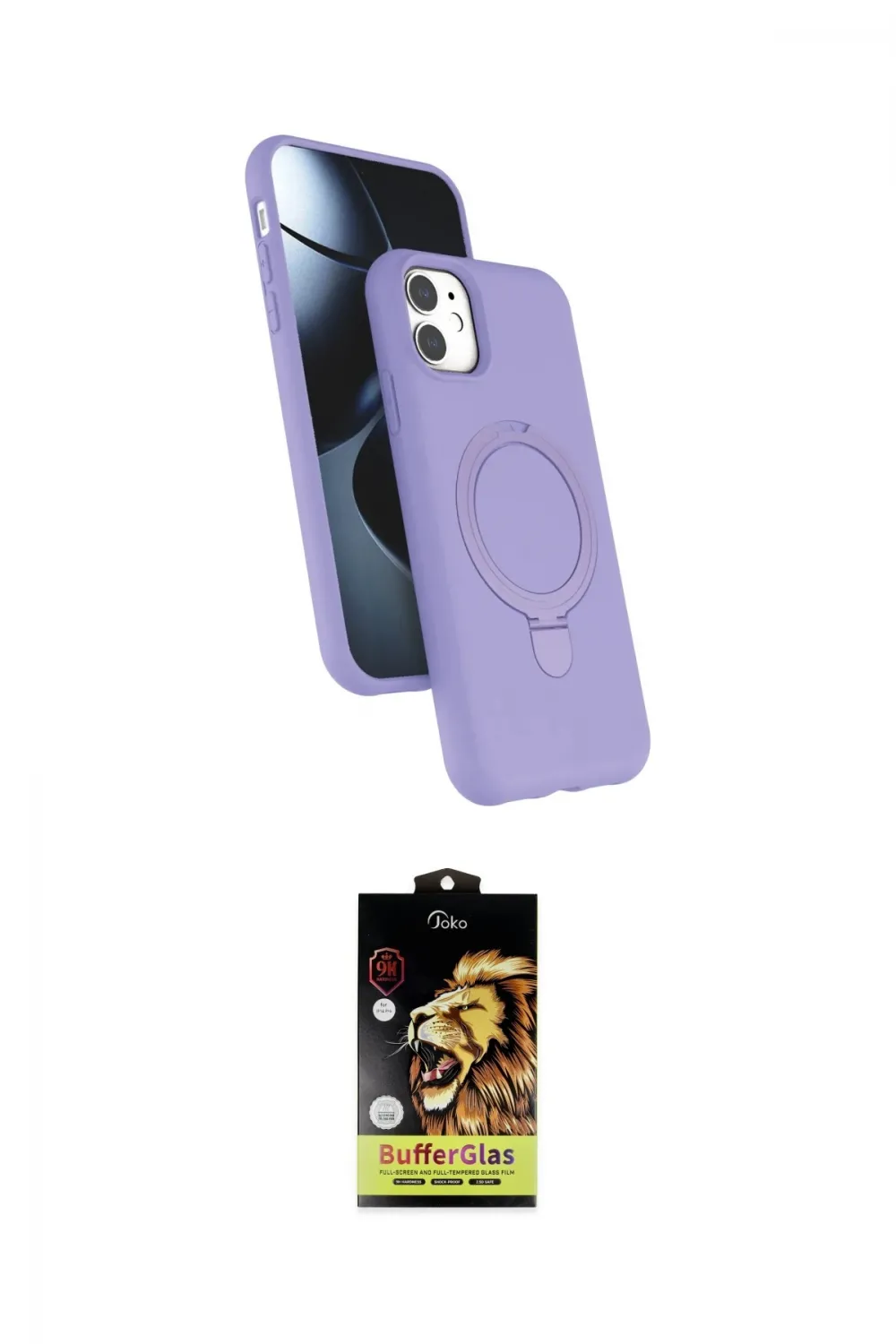 ieg™ iPhone 11 Kılıf İz Işık Koleksiyonu - Siyah Buffer Cam Ekran Koruyucu