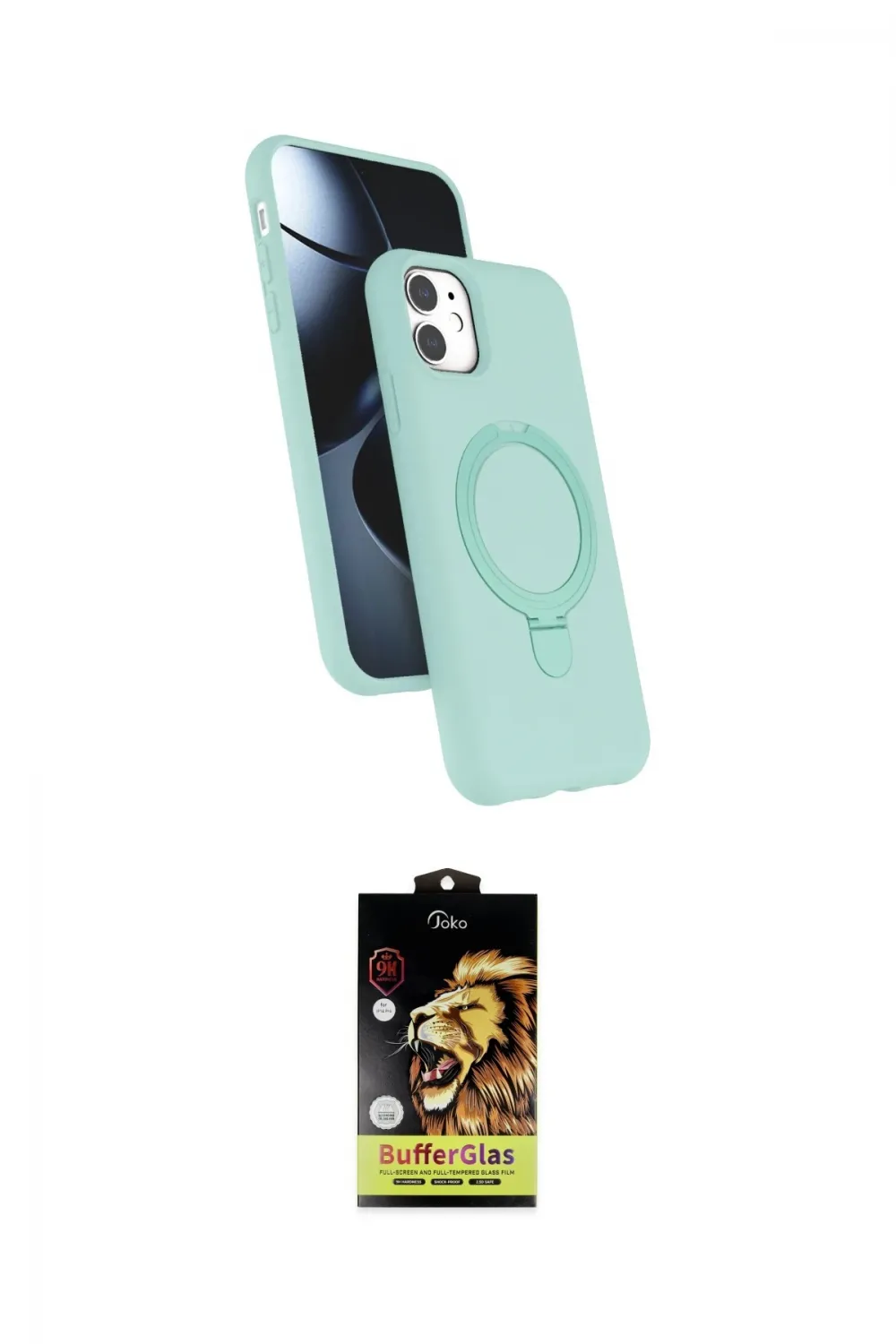 ieg™ iPhone 11 Kılıf İz Işık Koleksiyonu - Siyah Buffer Cam Ekran Koruyucu