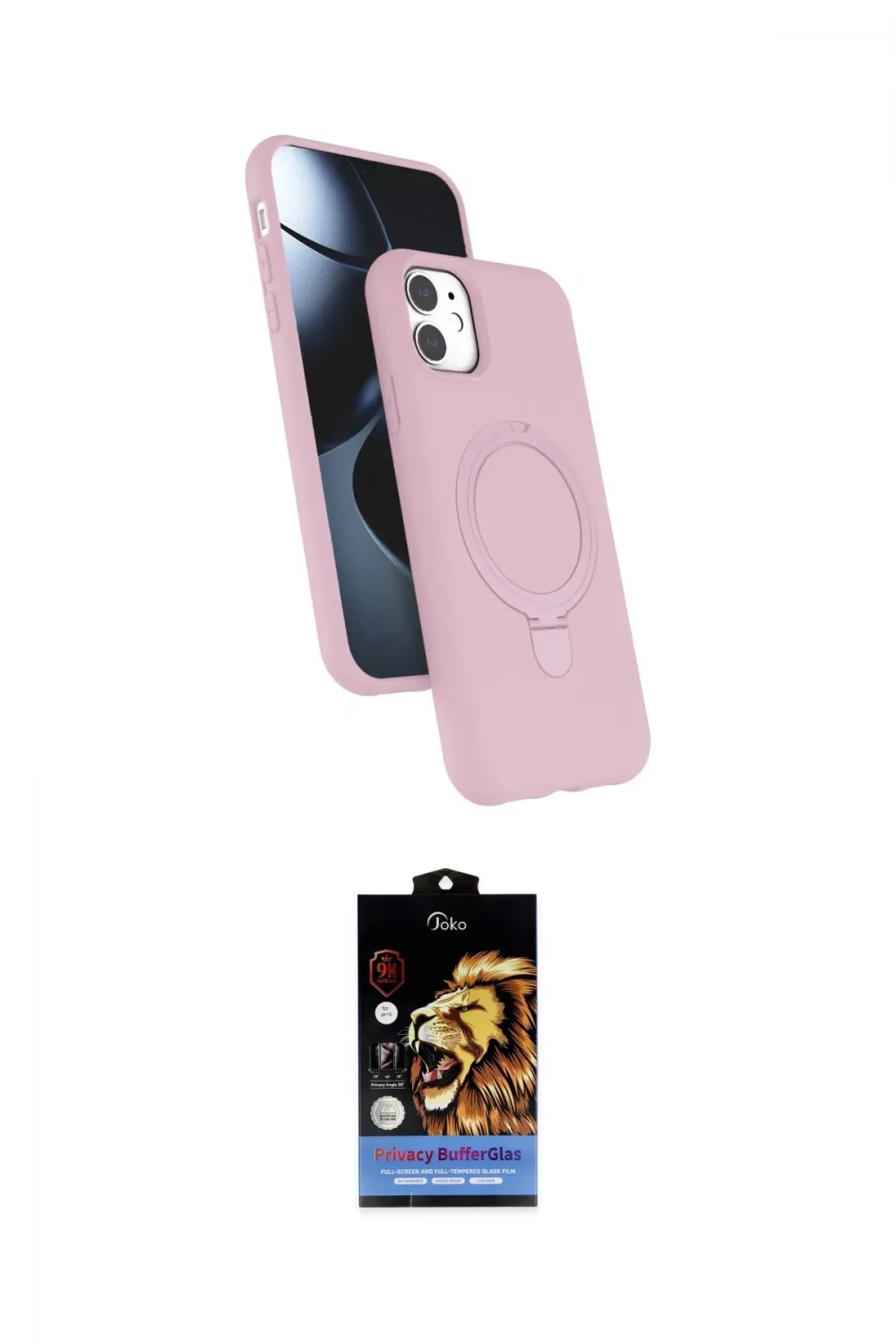 ieg™ iPhone 11 Kılıf İz Işık Koleksiyonu - Siyah Buffer Hayalet Cam Ekran Koruyucu