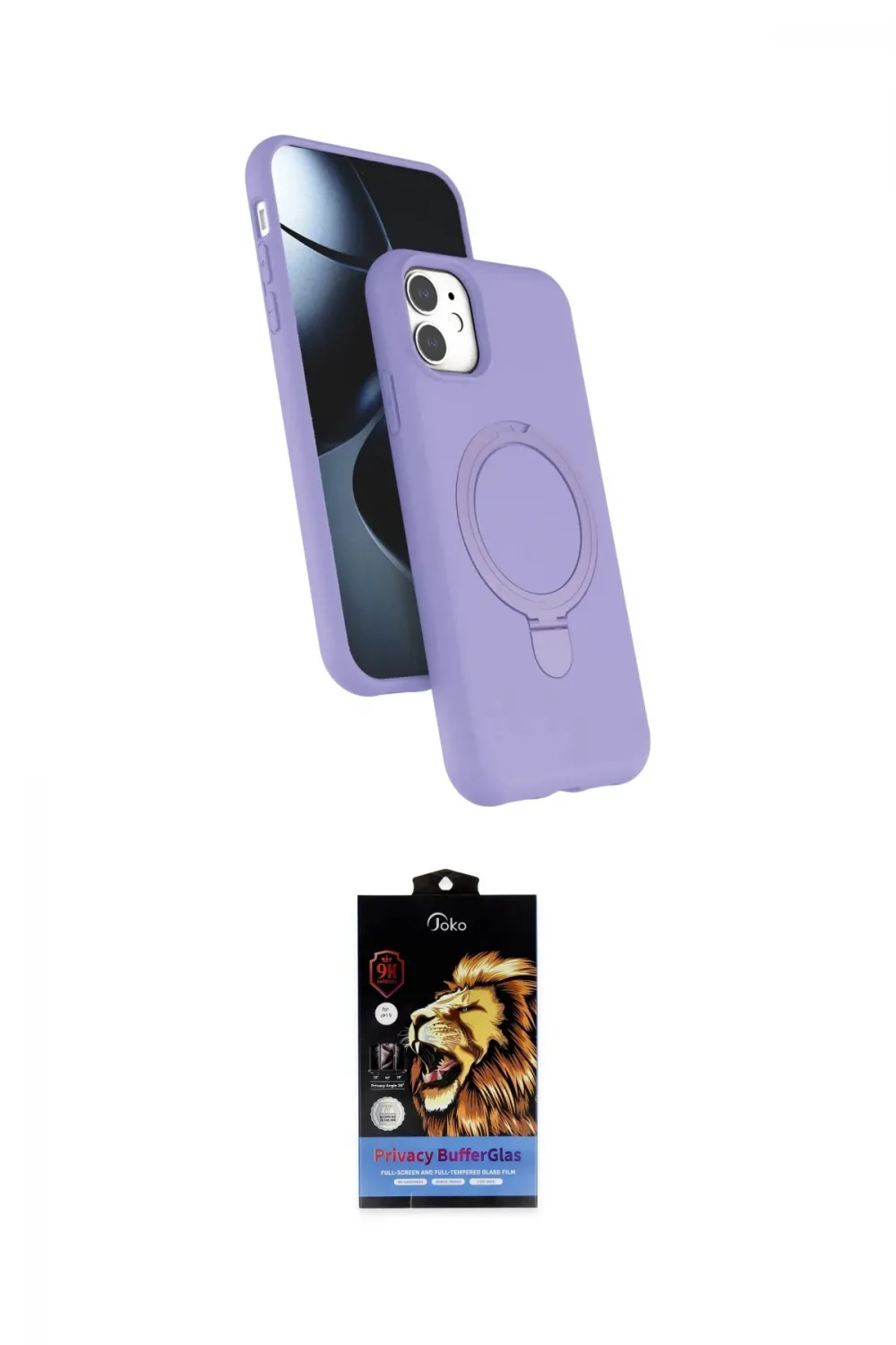 ieg™ iPhone 11 Kılıf İz Işık Koleksiyonu - Siyah Buffer Hayalet Cam Ekran Koruyucu