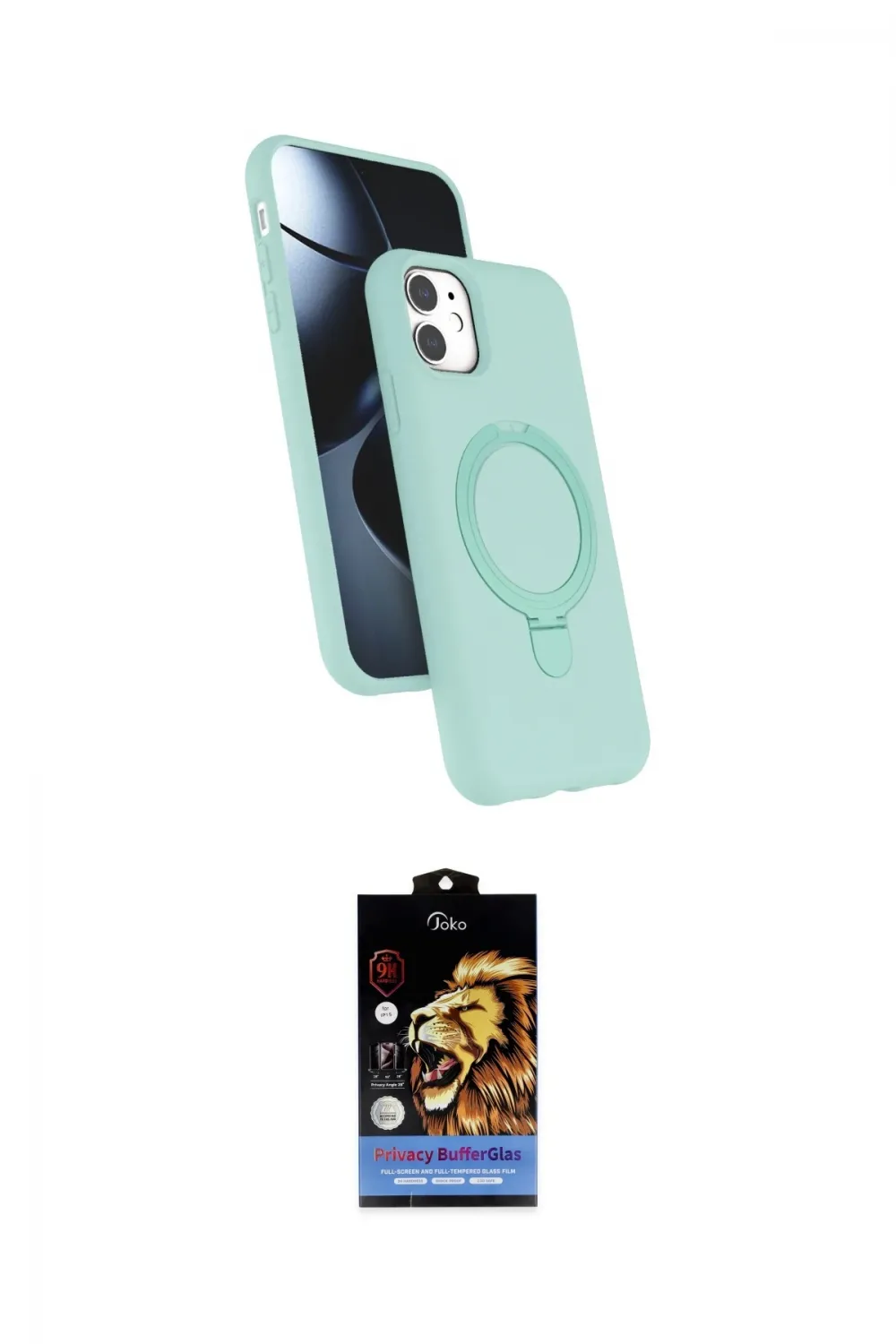 ieg™ iPhone 11 Kılıf İz Işık Koleksiyonu - Siyah Buffer Hayalet Cam Ekran Koruyucu