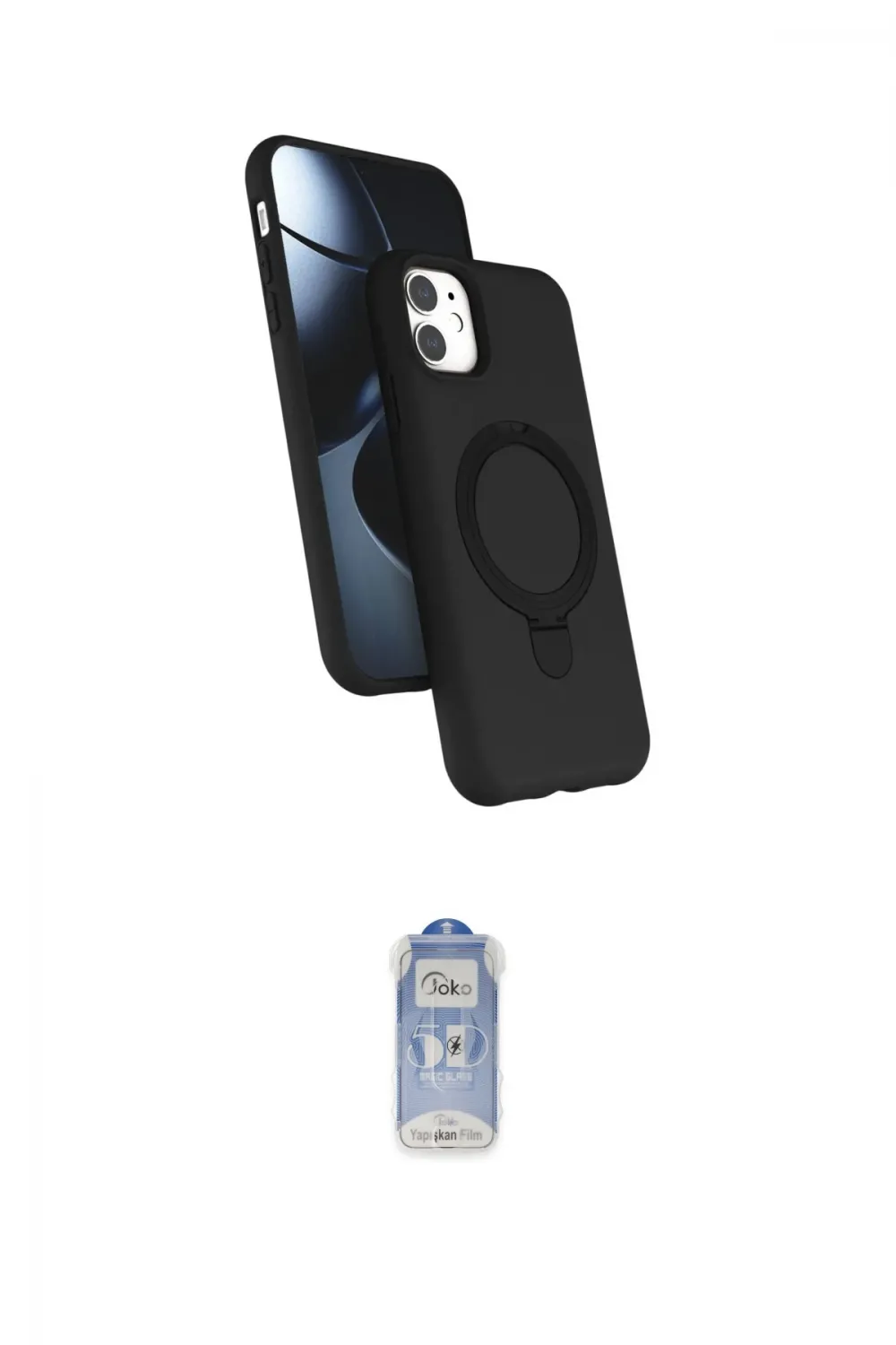 ieg™ iPhone 11 Kılıf İz Işık Koleksiyonu - Siyah Joko Magic 5D Cam