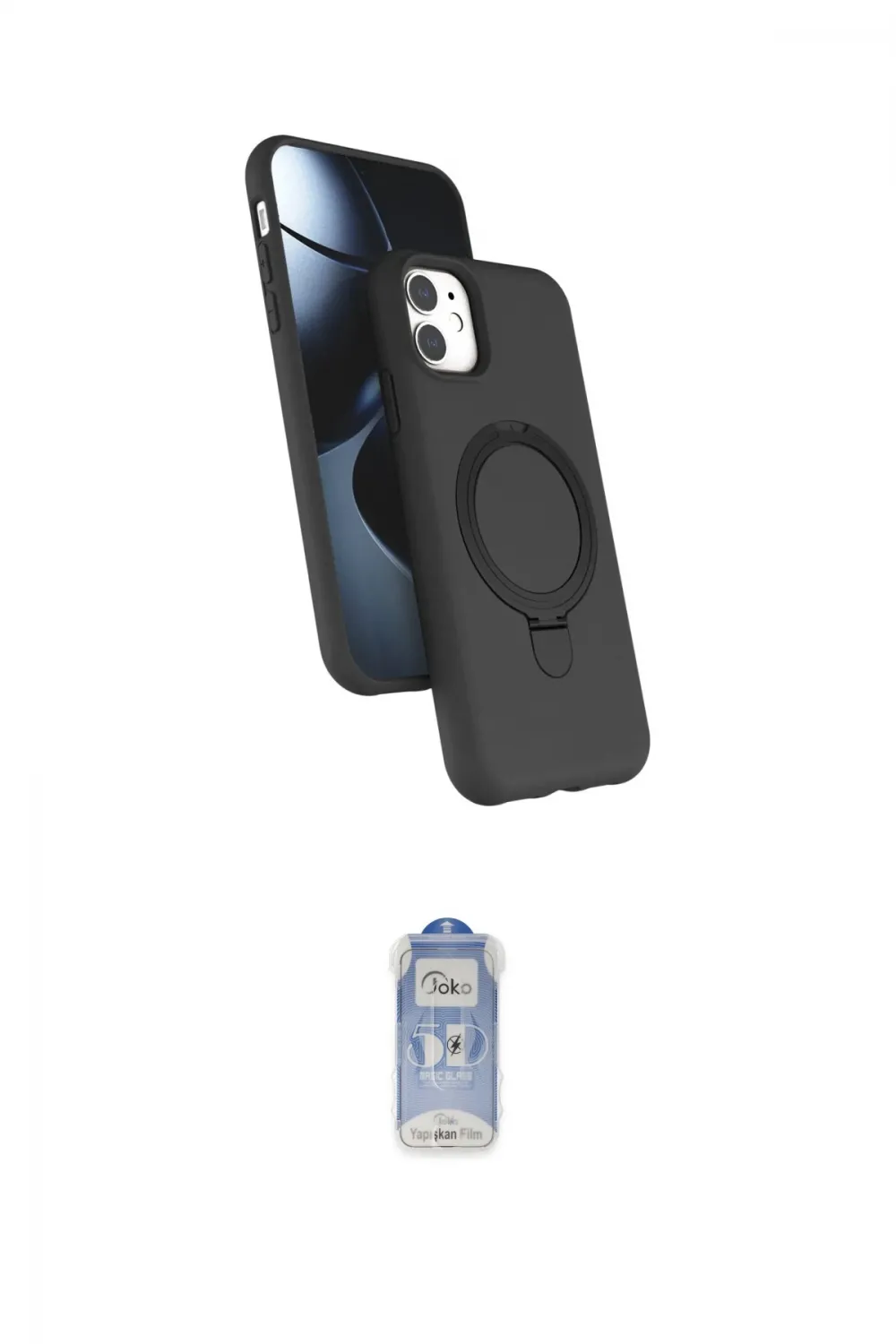 ieg™ iPhone 11 Kılıf İz Işık Koleksiyonu - Siyah Joko Magic 5D Cam