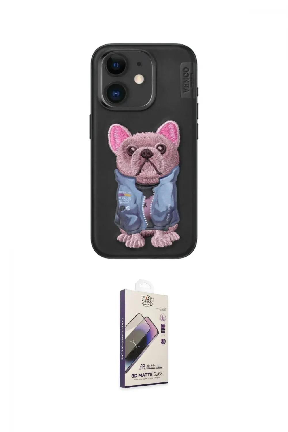 ieg™ iPhone 11 Kılıf İz Minimal Koleksiyonu - Siyah Bilvis 3D Mat Cam Ekran Koruyucu