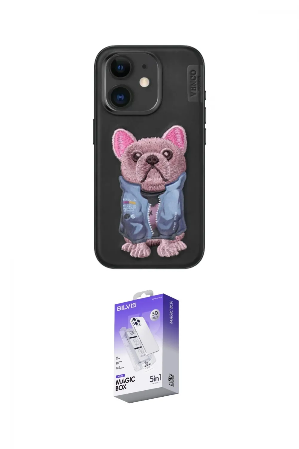 ieg™ iPhone 11 Kılıf İz Minimal Koleksiyonu - Siyah Bilvis 5in1 3D Magic Cam Ekran Koruyucu