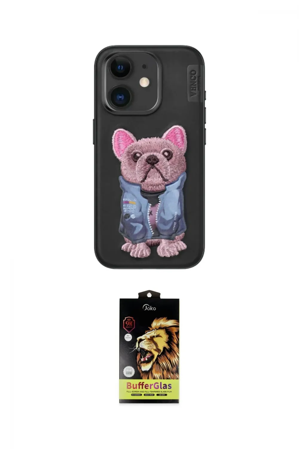 ieg™ iPhone 11 Kılıf İz Minimal Koleksiyonu - Siyah Buffer Cam Ekran Koruyucu