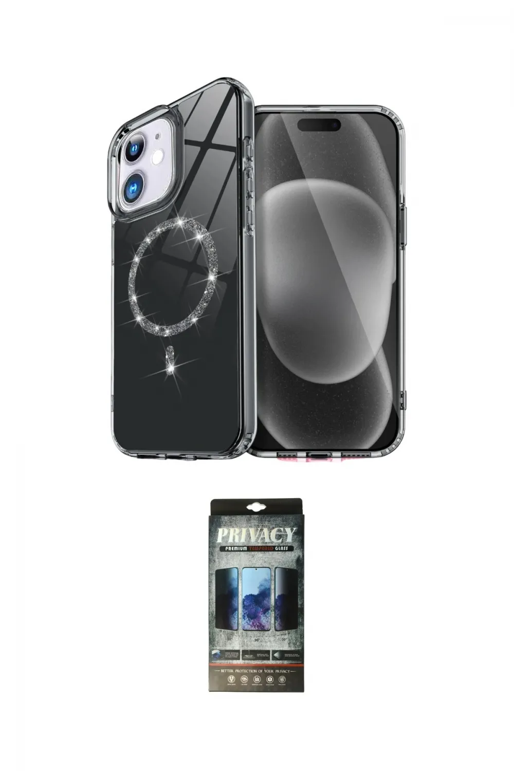 ieg™ iPhone 11 Kılıf Kıvılcım Form Prime - Siyah 34D Hayalet Izgaralı Cam