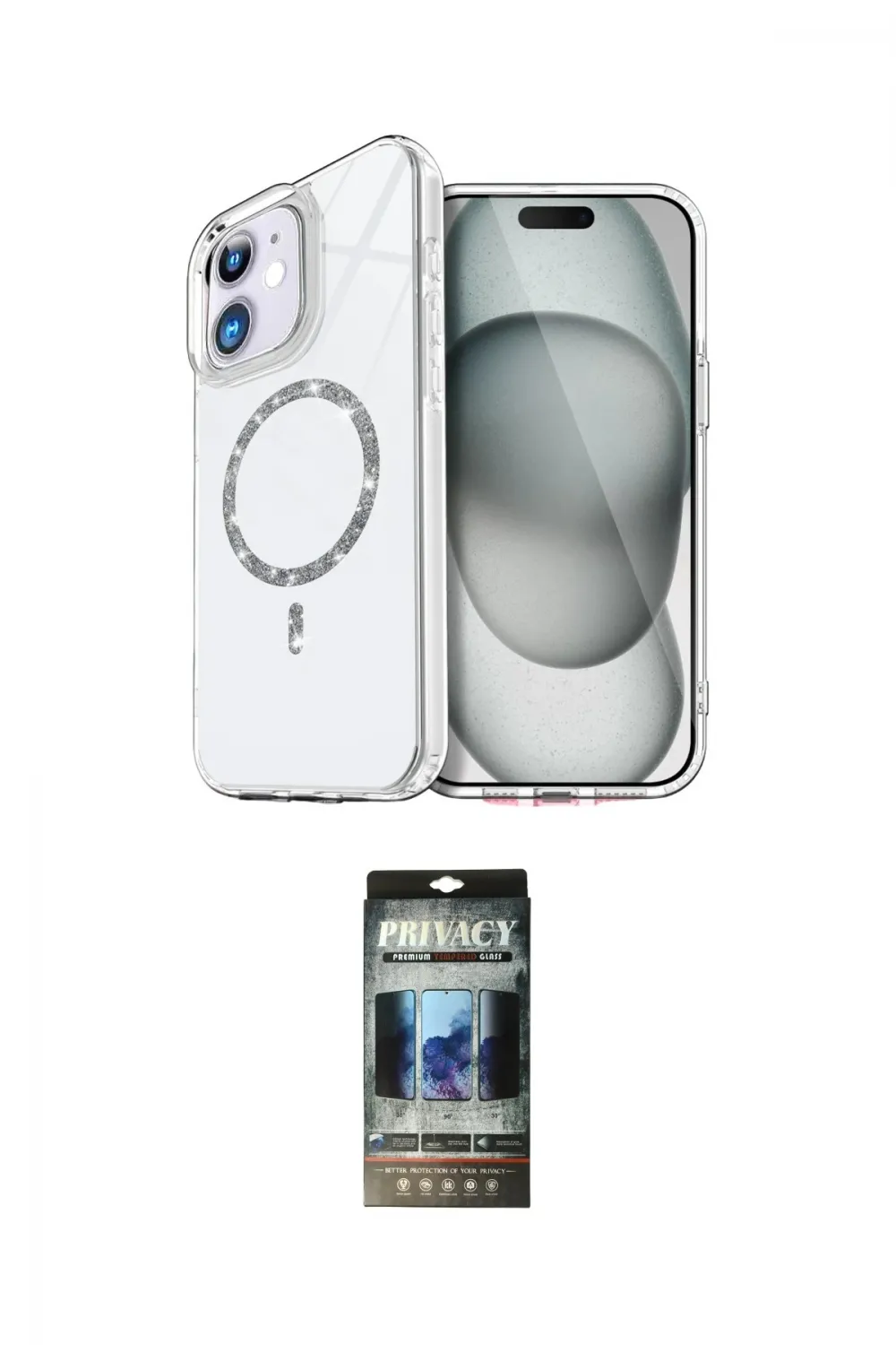 ieg™ iPhone 11 Kılıf Kıvılcım Form Prime - Siyah 34D Hayalet Izgaralı Cam