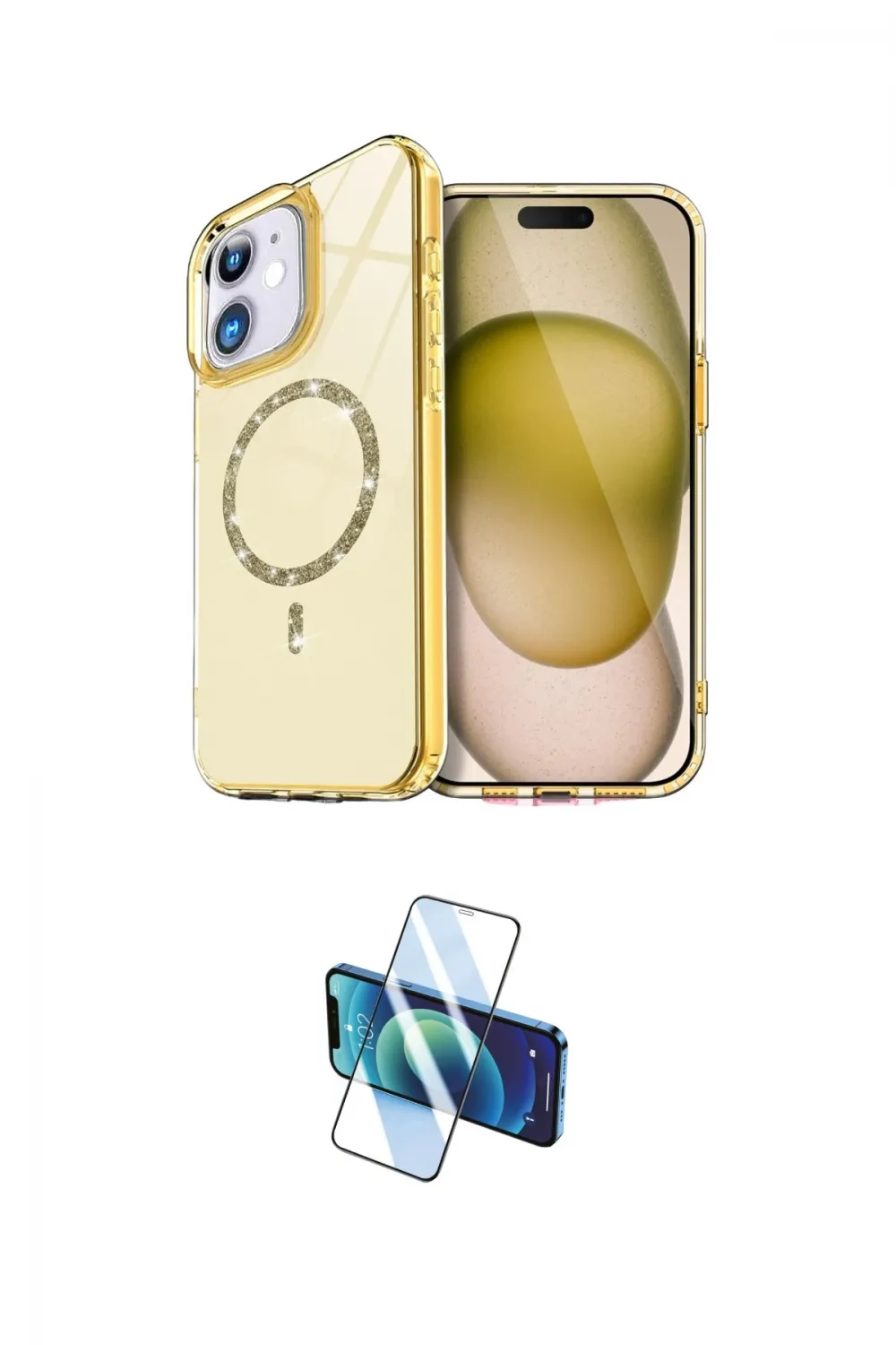 ieg™ iPhone 11 Kılıf Kıvılcım Form Prime - Siyah 3D Antistatik Cam Ekran Koruyucu