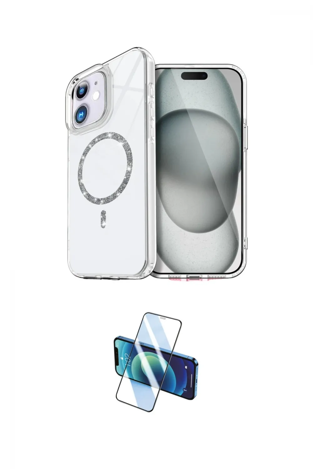ieg™ iPhone 11 Kılıf Kıvılcım Form Prime - Siyah 3D Antistatik Cam Ekran Koruyucu