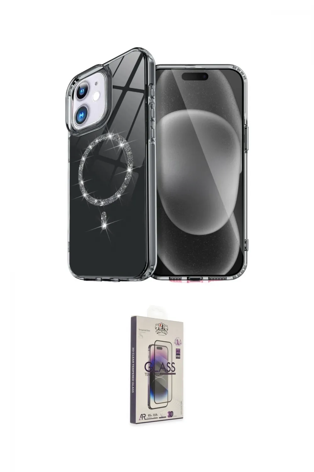 ieg™ iPhone 11 Kılıf Kıvılcım Form Prime - Siyah Bilvis 3D Cam Ekran Koruyucu