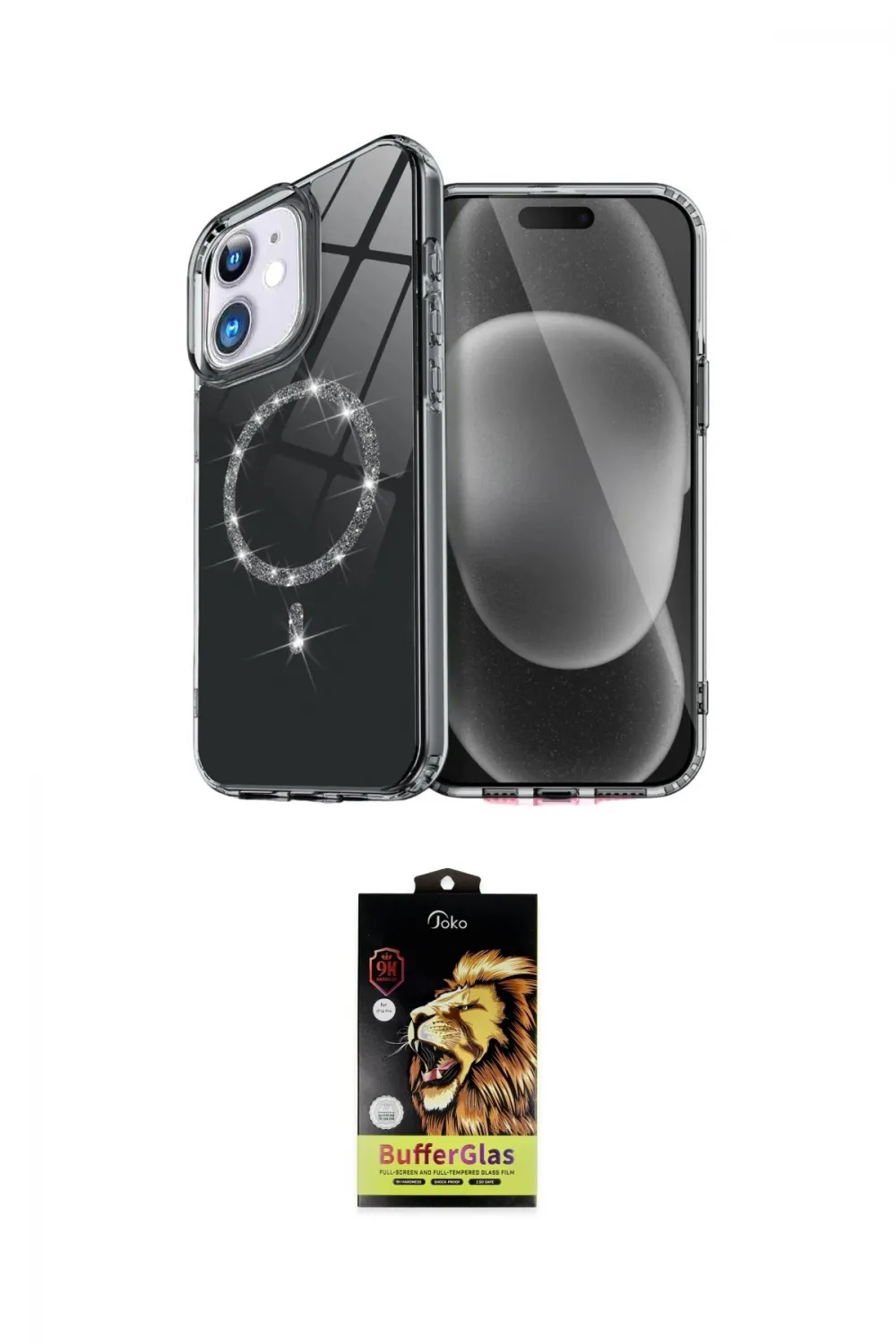 ieg™ iPhone 11 Kılıf Kıvılcım Form Prime - Siyah Buffer Cam Ekran Koruyucu