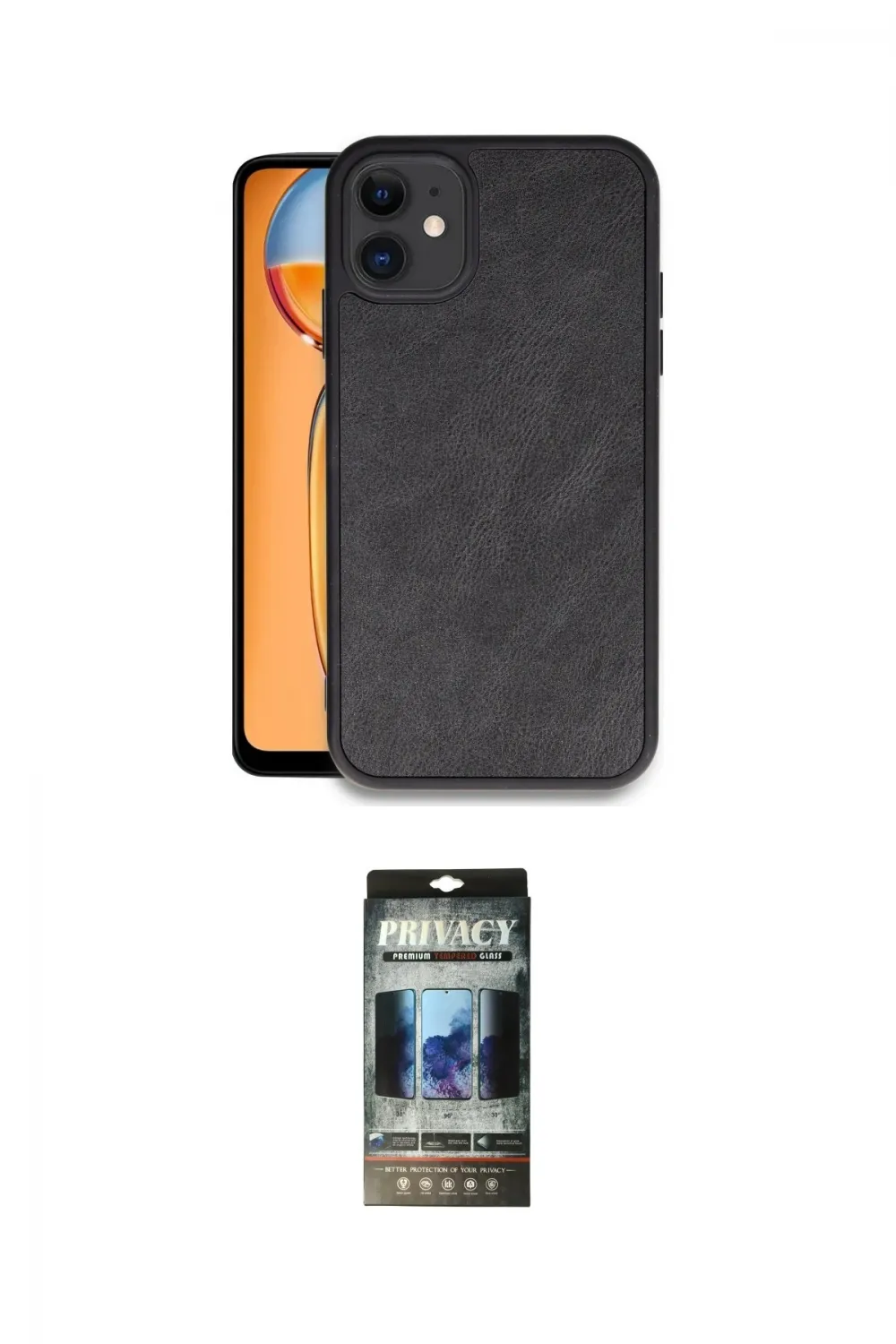 ieg™ iPhone 11 Kılıf Kıvılcım Işık Serisi - Siyah 34D Hayalet Izgaralı Cam