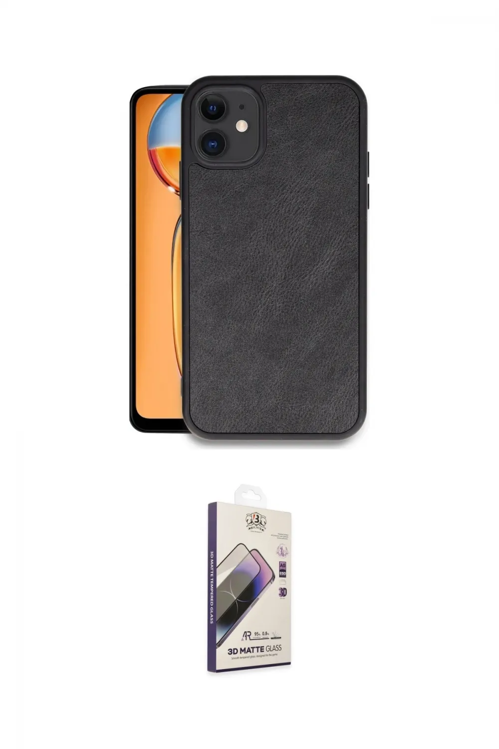 ieg™ iPhone 11 Kılıf Kıvılcım Işık Serisi - Siyah Bilvis 3D Mat Cam Ekran Koruyucu