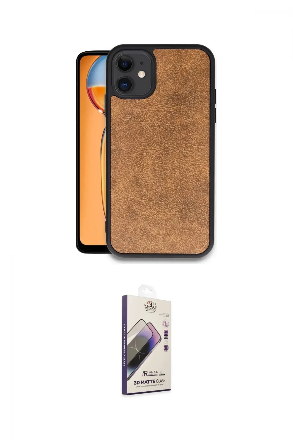 ieg™ iPhone 11 Kılıf Kıvılcım Işık Serisi - Siyah Bilvis 3D Mat Cam Ekran Koruyucu