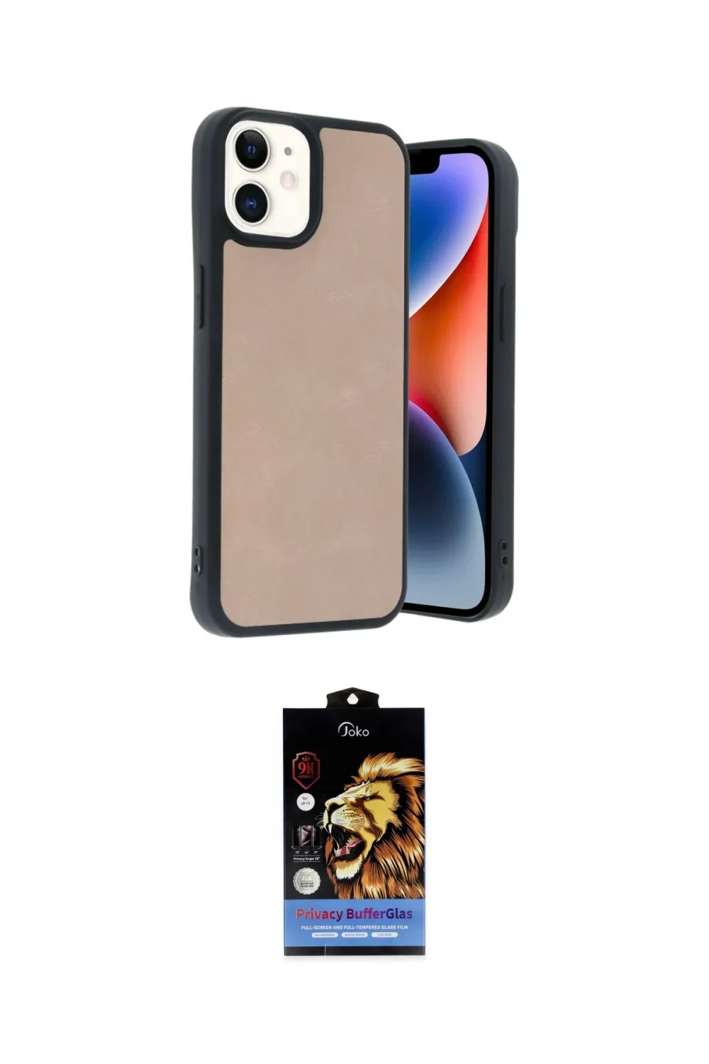 ieg™ iPhone 11 Kılıf Kıvılcım Işık Serisi - Siyah Buffer Hayalet Cam Ekran Koruyucu