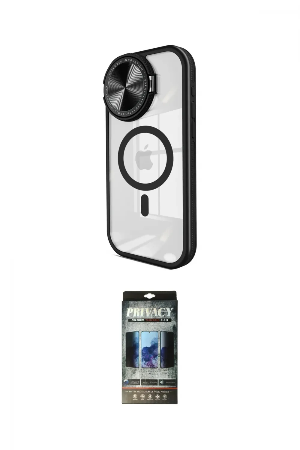 ieg™ iPhone 11 Kılıf Kıvılcım Modern Koleksiyonu - Siyah 34D Hayalet Izgaralı Cam