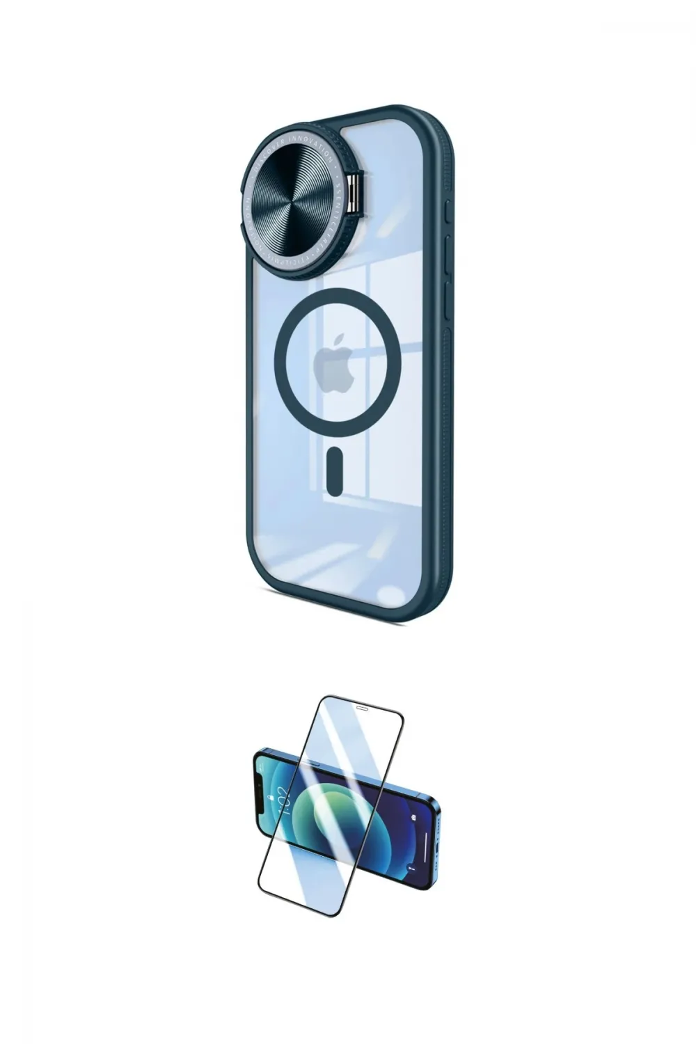 ieg™ iPhone 11 Kılıf Kıvılcım Modern Koleksiyonu - Siyah 3D Antistatik Cam Ekran Koruyucu