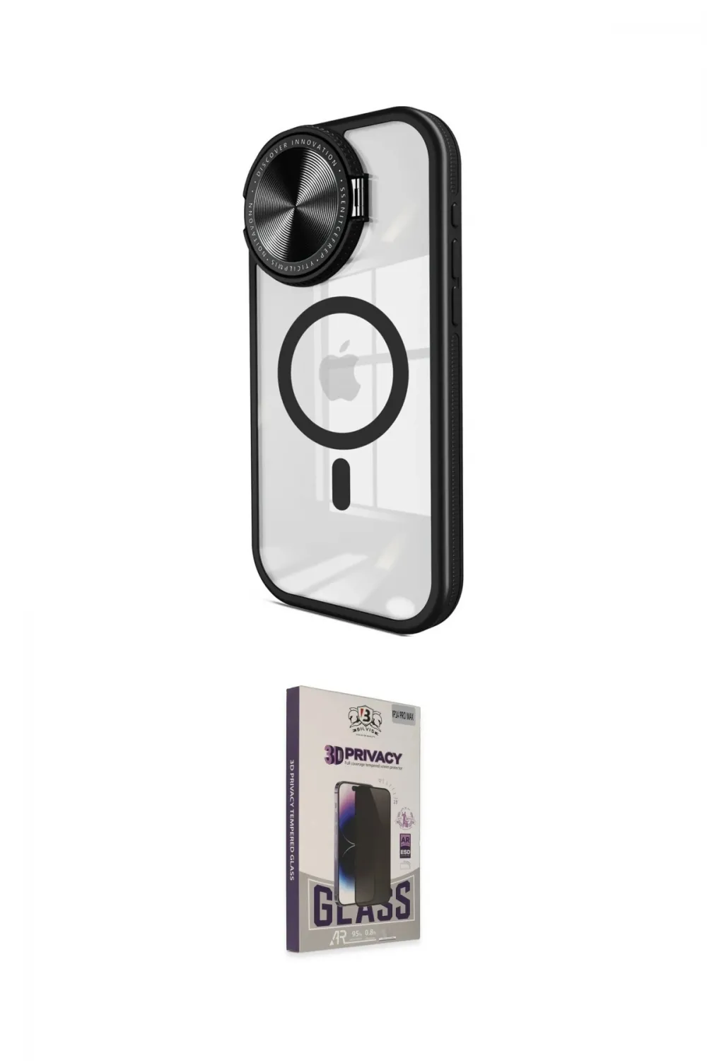 ieg™ iPhone 11 Kılıf Kıvılcım Modern Koleksiyonu - Siyah Bilvis Hayalet Cam Ekran Koruyucu