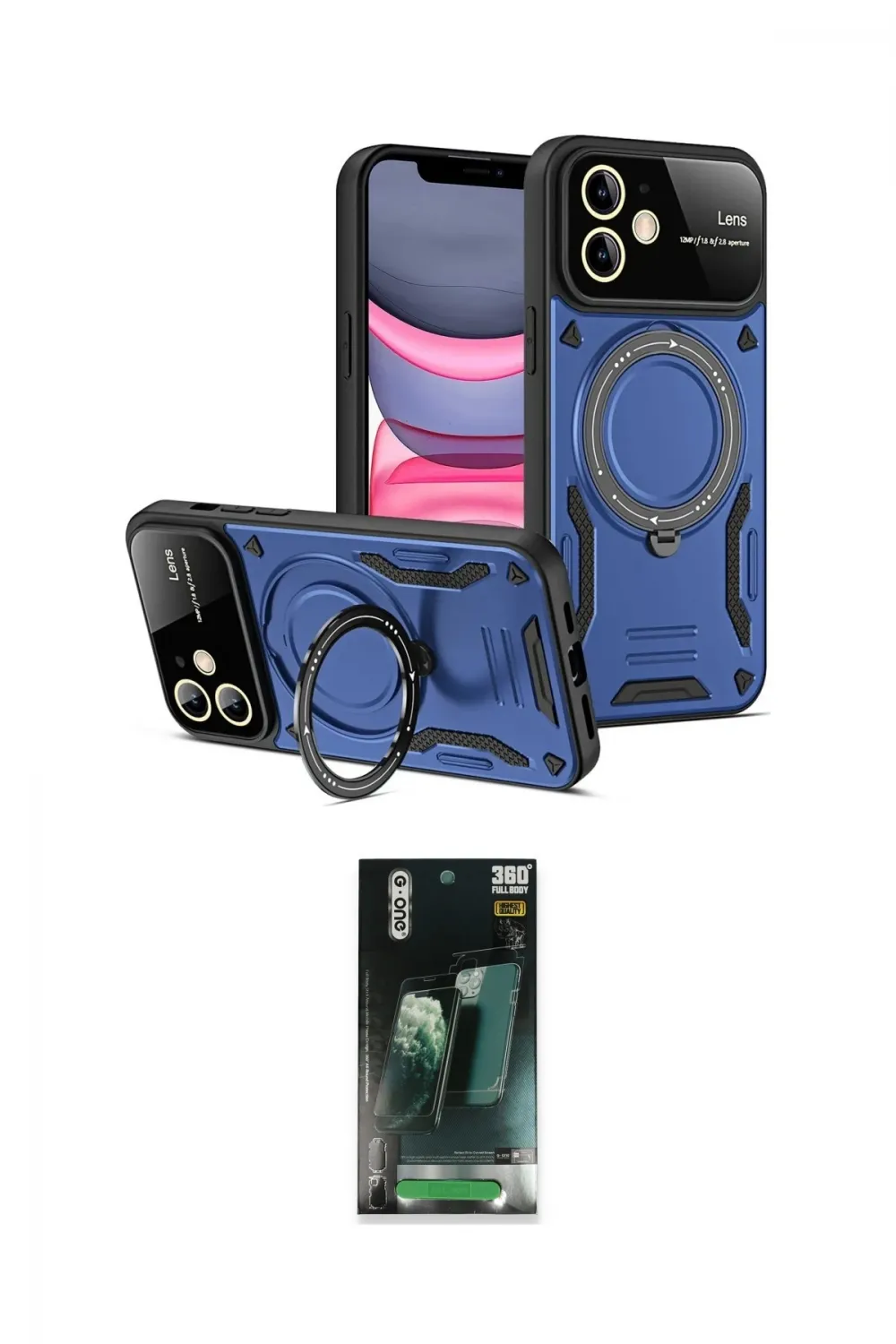 ieg™ iPhone 11 Kılıf Kıvılcım Modern Serisi - Şeffaf 360 Full Body Arka Koruyucu