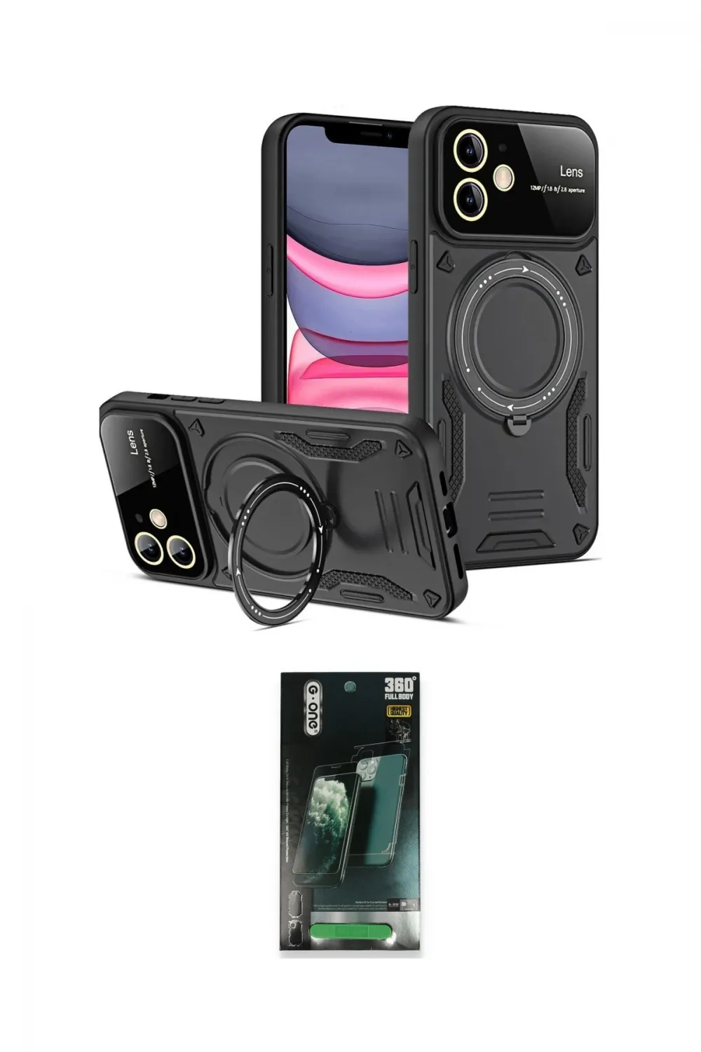 ieg™ iPhone 11 Kılıf Kıvılcım Modern Serisi - Şeffaf 360 Full Body Arka Koruyucu