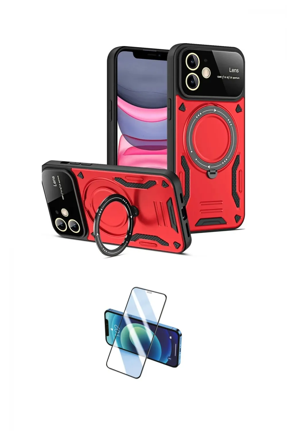 ieg™ iPhone 11 Kılıf Kıvılcım Modern Serisi - Siyah 3D Antistatik Cam Ekran Koruyucu