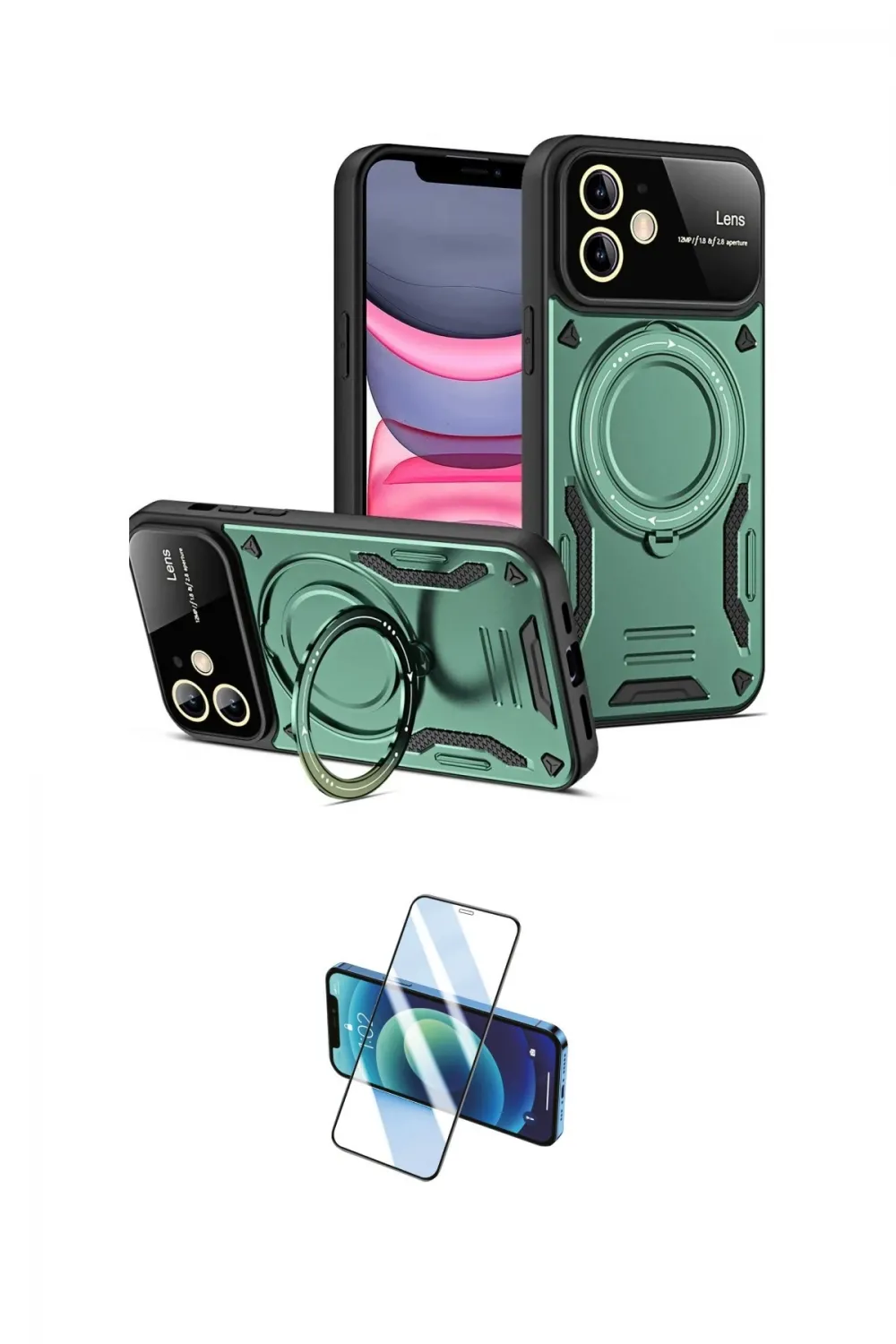 ieg™ iPhone 11 Kılıf Kıvılcım Modern Serisi - Siyah 3D Antistatik Cam Ekran Koruyucu