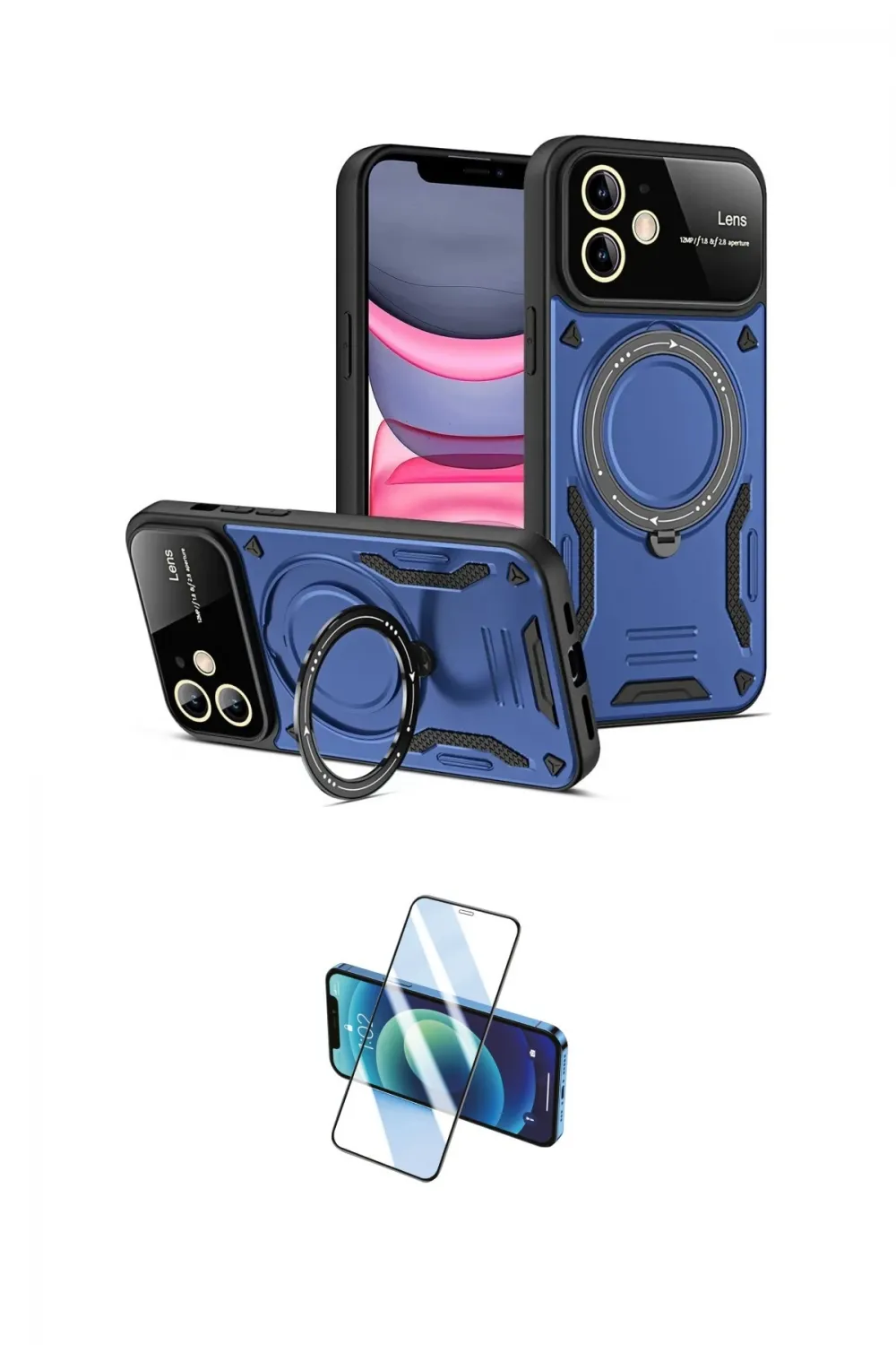 ieg™ iPhone 11 Kılıf Kıvılcım Modern Serisi - Siyah 3D Antistatik Cam Ekran Koruyucu