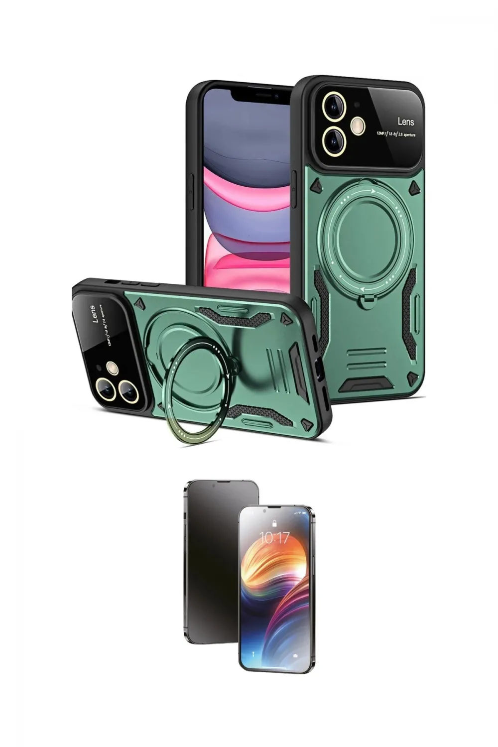 ieg™ iPhone 11 Kılıf Kıvılcım Modern Serisi - Siyah 3D Antistatik Mat Seramik Nano Ekran Koruyucu