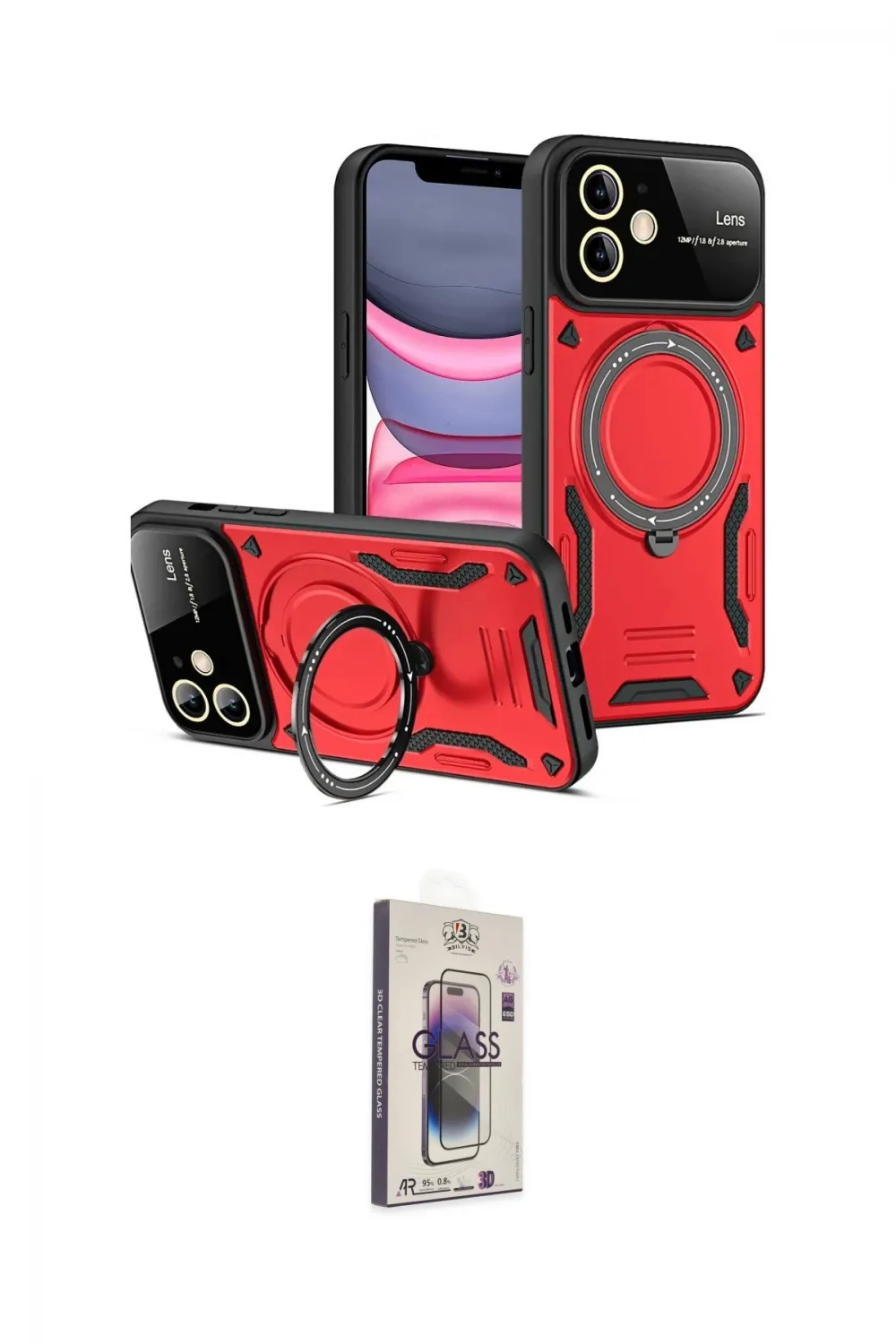 ieg™ iPhone 11 Kılıf Kıvılcım Modern Serisi - Siyah Bilvis 3D Cam Ekran Koruyucu