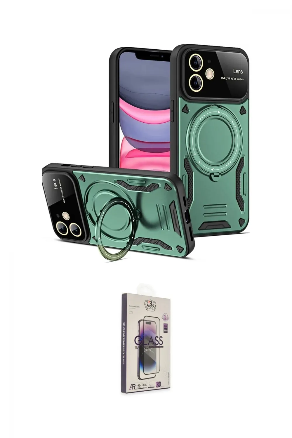 ieg™ iPhone 11 Kılıf Kıvılcım Modern Serisi - Siyah Bilvis 3D Cam Ekran Koruyucu