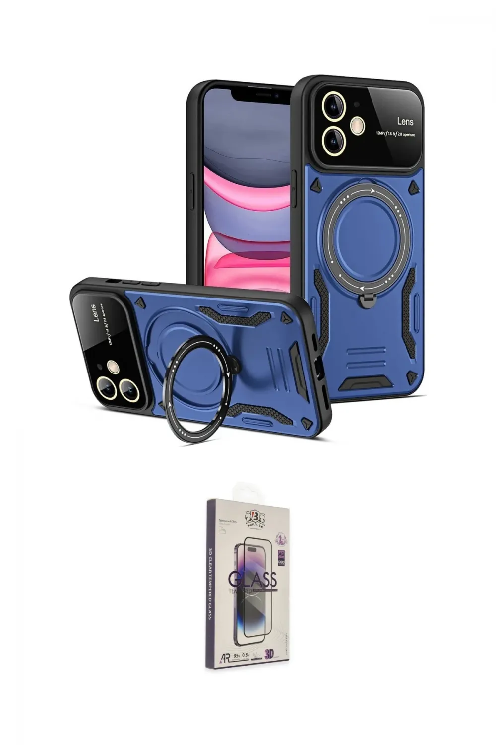 ieg™ iPhone 11 Kılıf Kıvılcım Modern Serisi - Siyah Bilvis 3D Cam Ekran Koruyucu