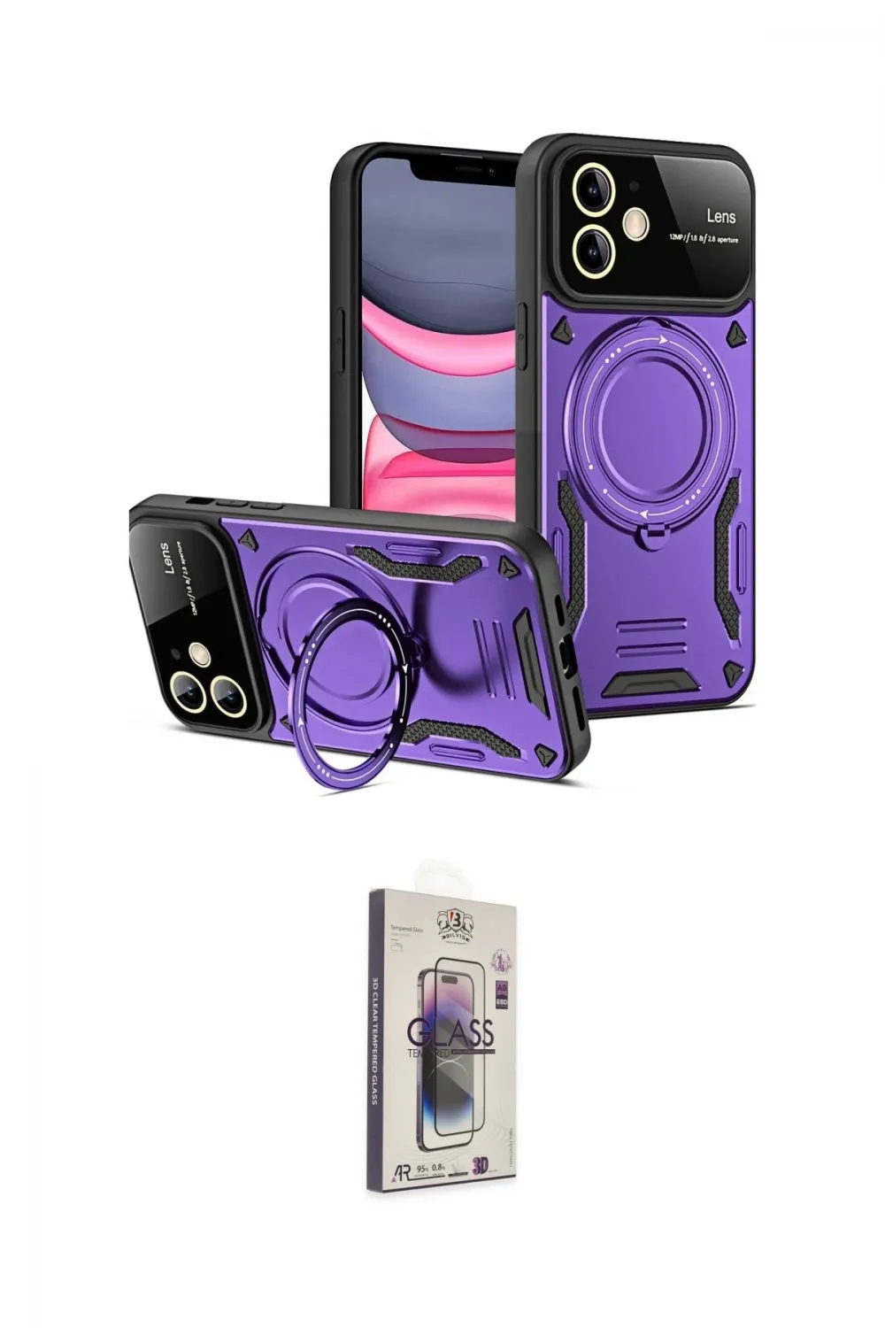 ieg™ iPhone 11 Kılıf Kıvılcım Modern Serisi - Siyah Bilvis 3D Cam Ekran Koruyucu