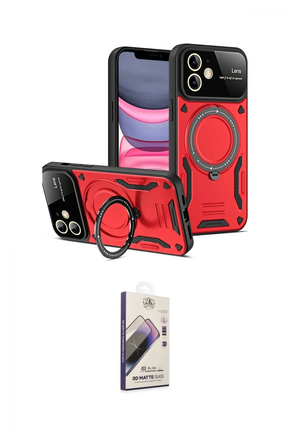 ieg™ iPhone 11 Kılıf Kıvılcım Modern Serisi - Siyah Bilvis 3D Mat Cam Ekran Koruyucu