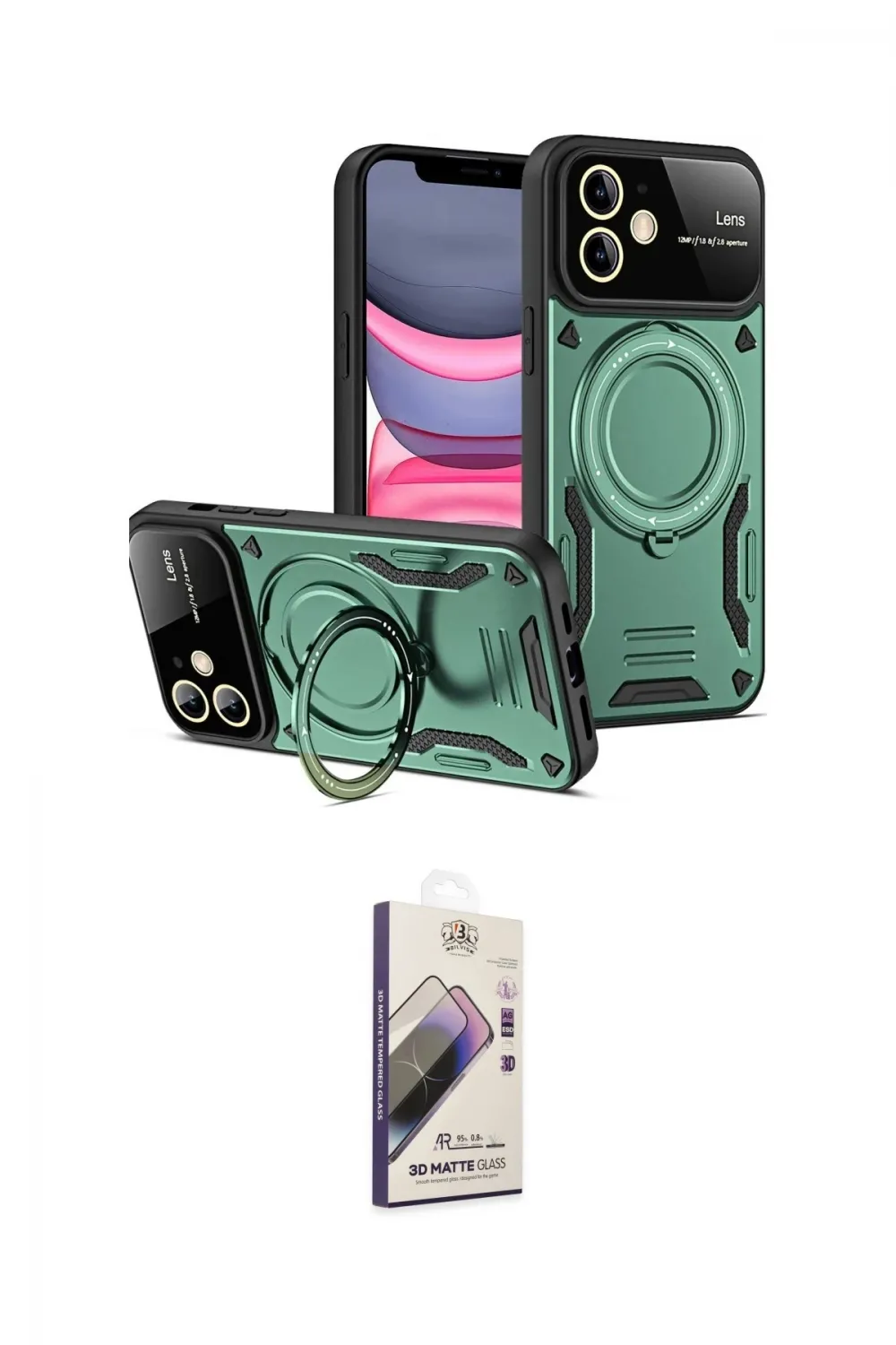 ieg™ iPhone 11 Kılıf Kıvılcım Modern Serisi - Siyah Bilvis 3D Mat Cam Ekran Koruyucu