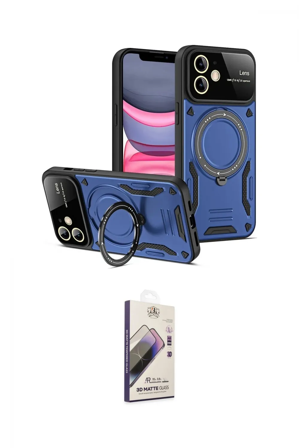 ieg™ iPhone 11 Kılıf Kıvılcım Modern Serisi - Siyah Bilvis 3D Mat Cam Ekran Koruyucu