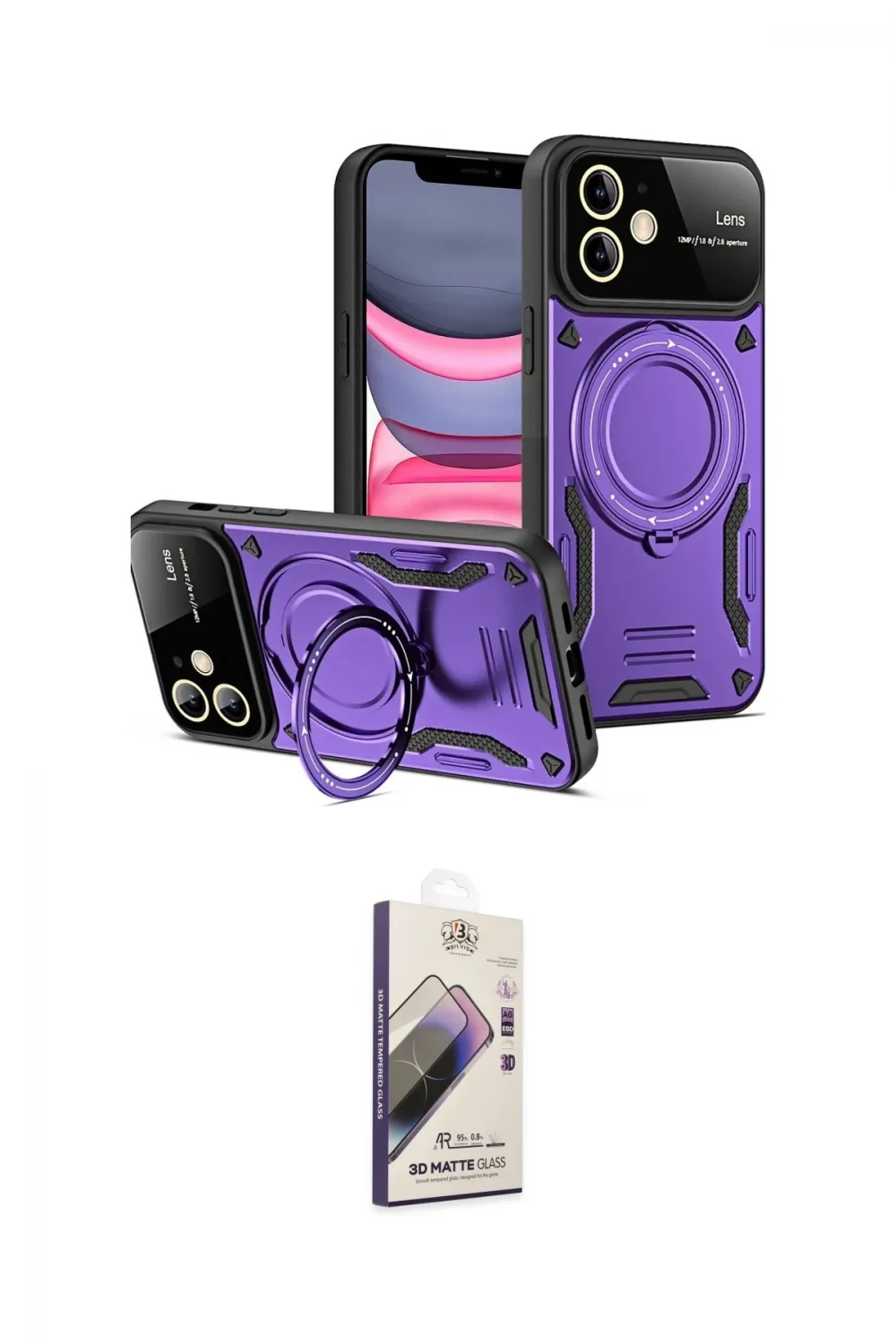 ieg™ iPhone 11 Kılıf Kıvılcım Modern Serisi - Siyah Bilvis 3D Mat Cam Ekran Koruyucu