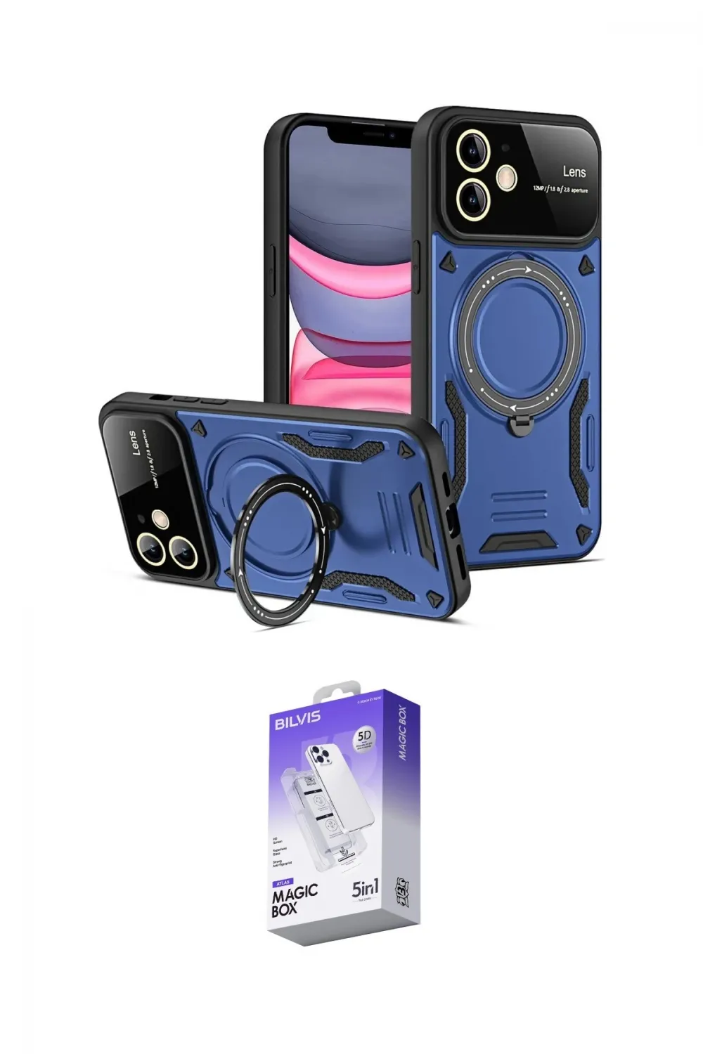 ieg™ iPhone 11 Kılıf Kıvılcım Modern Serisi - Siyah Bilvis 5in1 3D Magic Cam Ekran Koruyucu