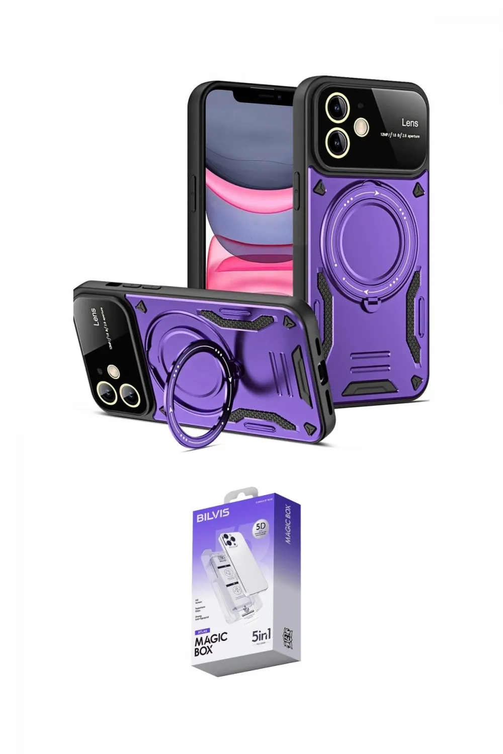 ieg™ iPhone 11 Kılıf Kıvılcım Modern Serisi - Siyah Bilvis 5in1 3D Magic Cam Ekran Koruyucu