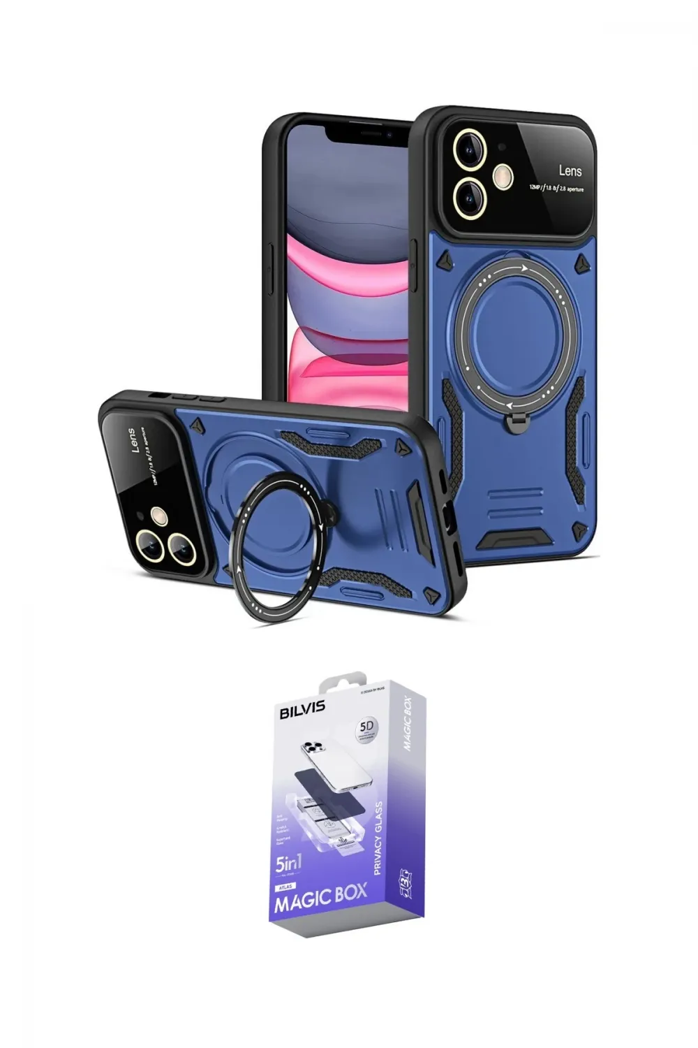 ieg™ iPhone 11 Kılıf Kıvılcım Modern Serisi - Siyah Bilvis 5in1 5D Magic Hayalet Cam Ekran Koruyucu