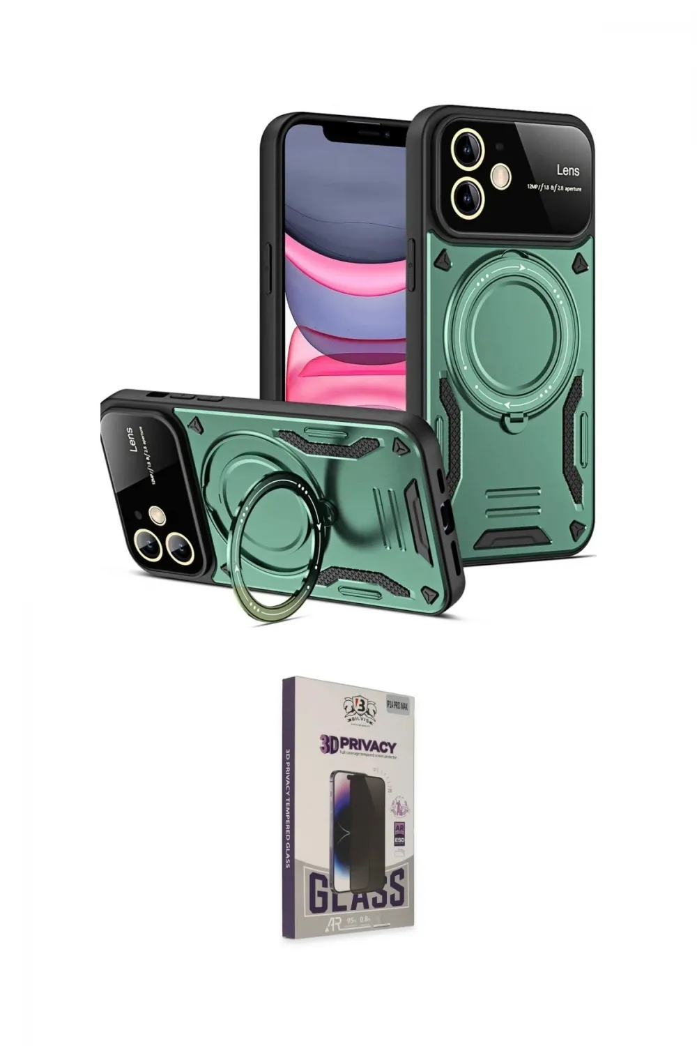 ieg™ iPhone 11 Kılıf Kıvılcım Modern Serisi - Siyah Bilvis Hayalet Cam Ekran Koruyucu