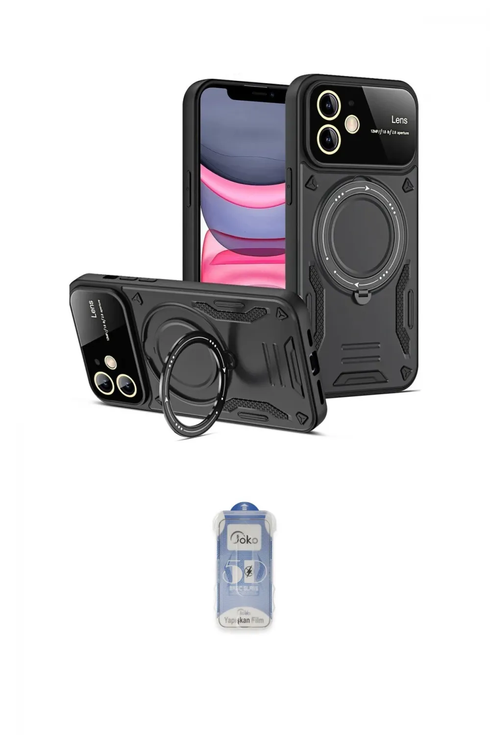 ieg™ iPhone 11 Kılıf Kıvılcım Modern Serisi - Siyah Joko Magic 5D Cam
