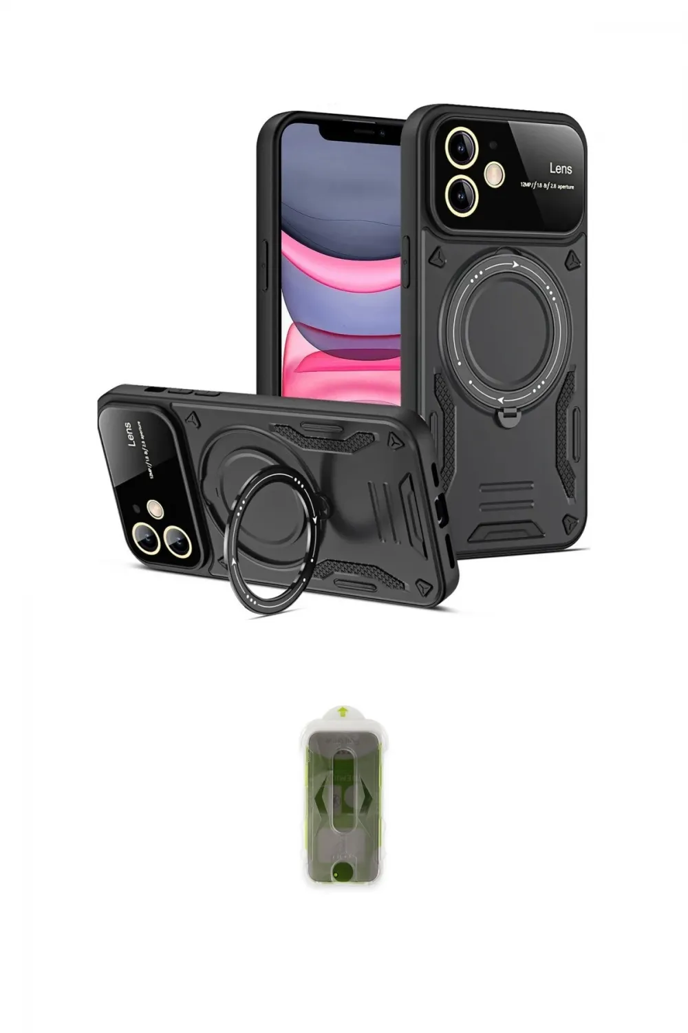 ieg™ iPhone 11 Kılıf Kıvılcım Modern Serisi - Siyah Joko Magic 5D Hayalet Cam