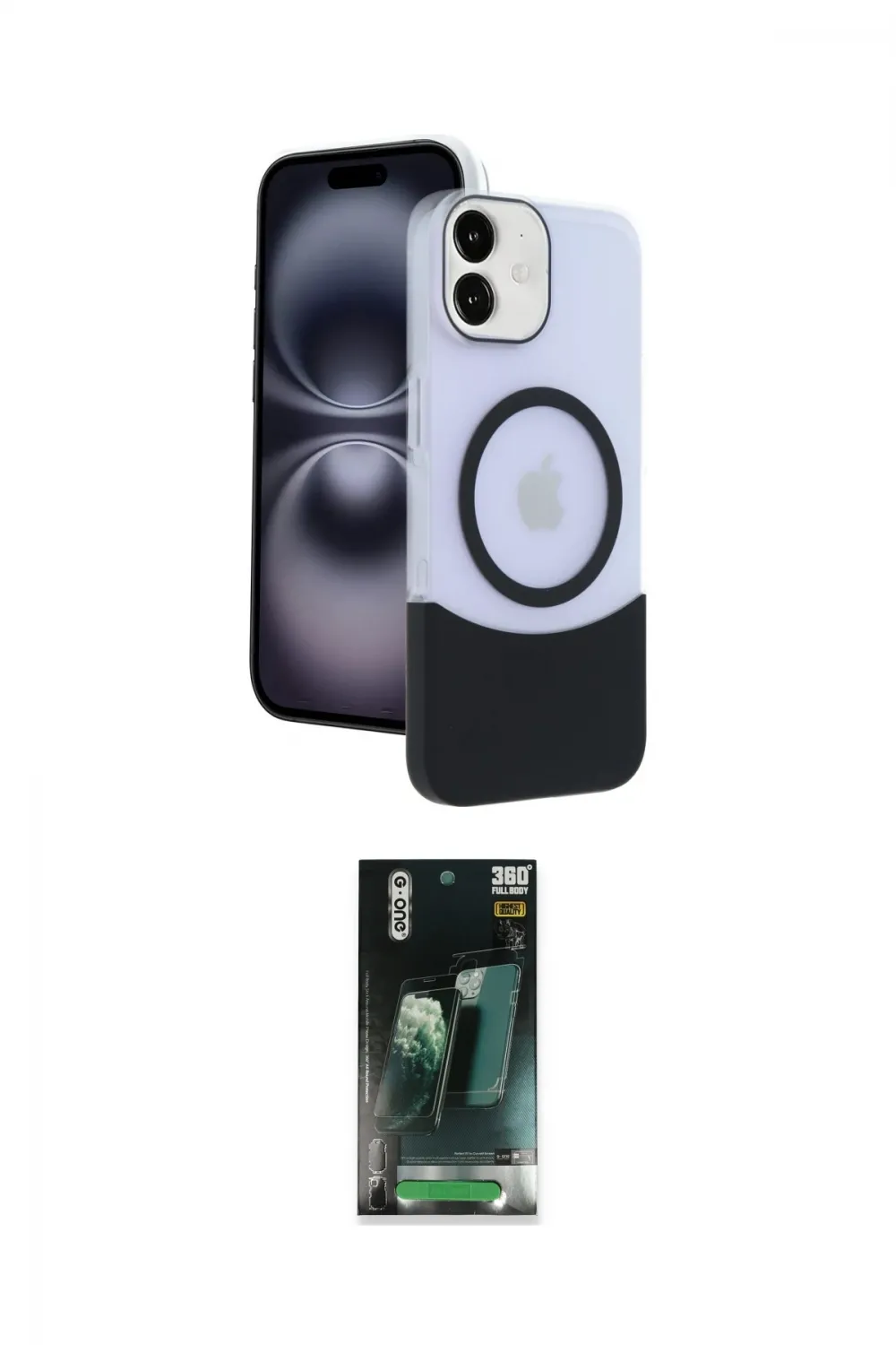 ieg™ iPhone 11 Kılıf Kozmos Form Özel Seri - Siyah 360 Mat Full Body Arka Koruyucu