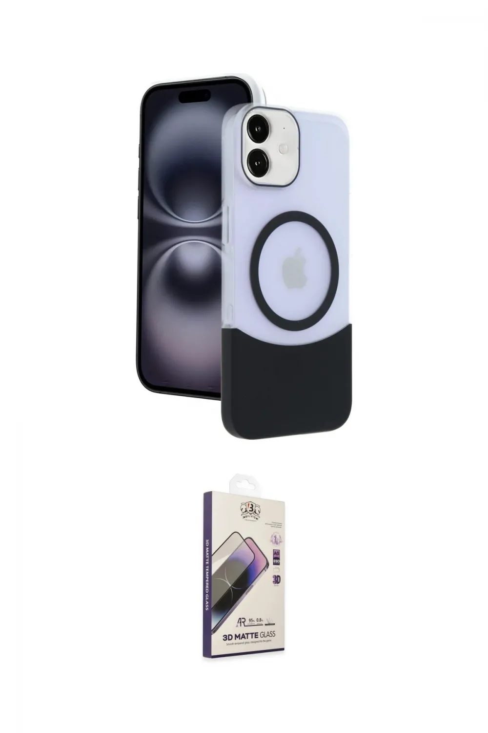 ieg™ iPhone 11 Kılıf Kozmos Form Özel Seri - Siyah Bilvis 3D Mat Cam Ekran Koruyucu