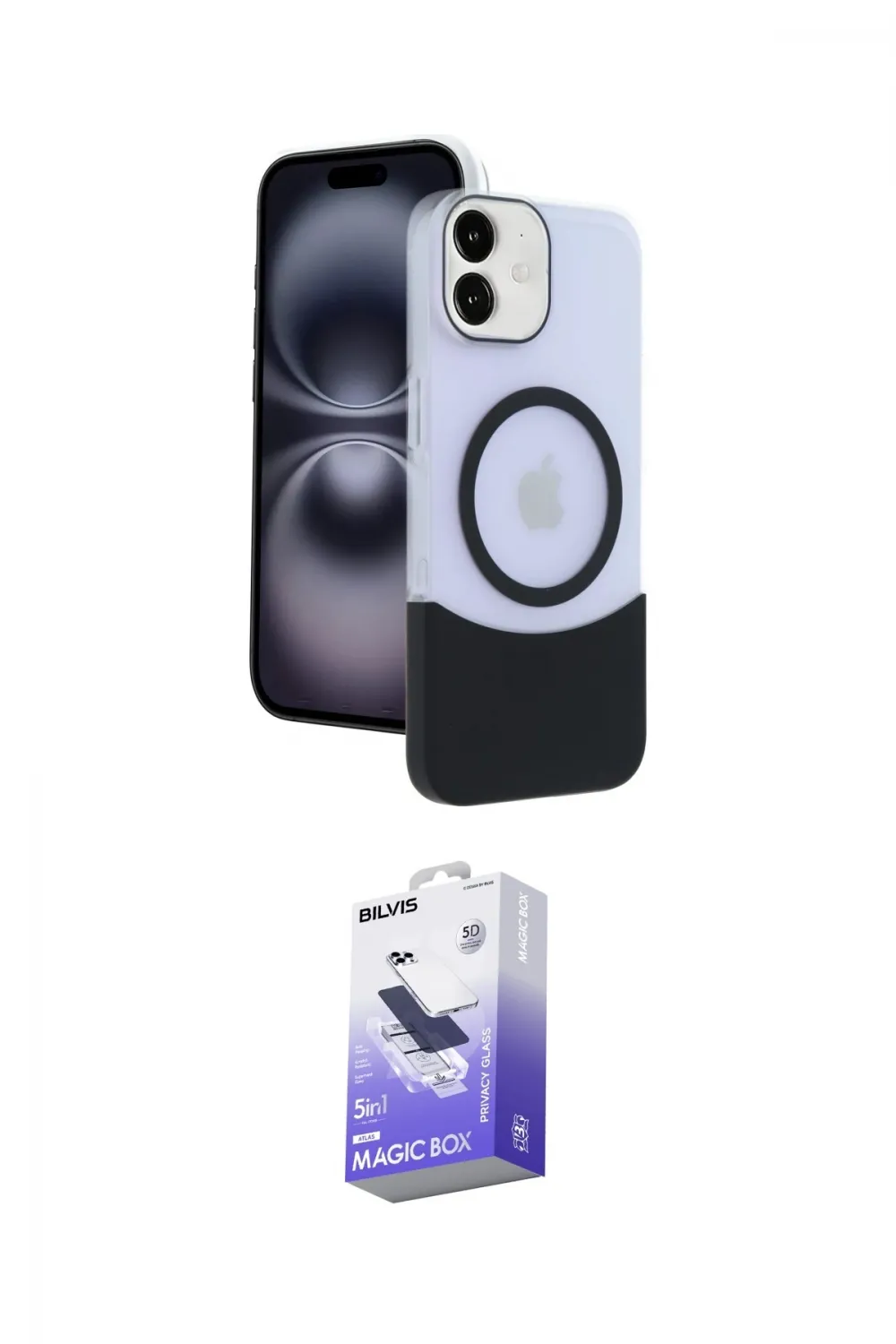 ieg™ iPhone 11 Kılıf Kozmos Form Özel Seri - Siyah Bilvis 5in1 5D Magic Hayalet Cam Ekran Koruyucu