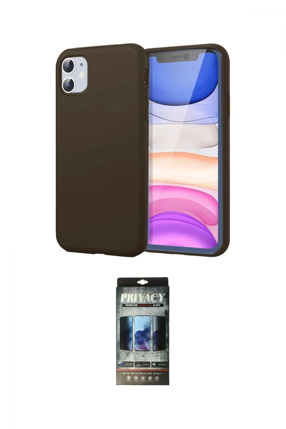 ieg™ iPhone 11 Kılıf Kozmos Yansıma Özel Seri - Siyah 34D Hayalet Izgaralı Cam