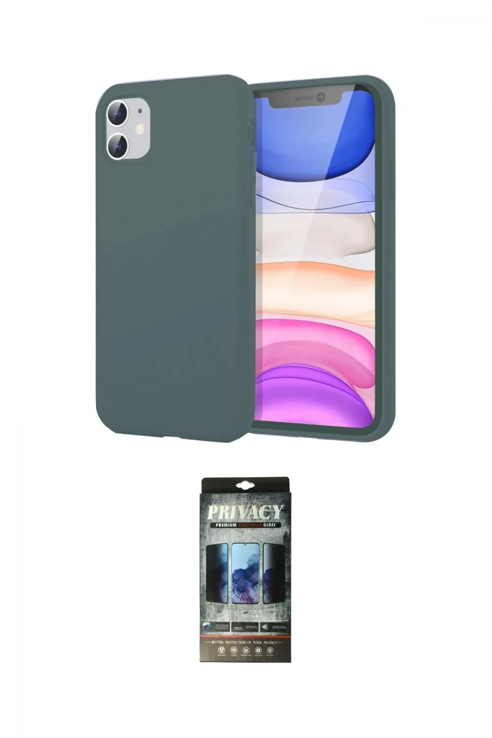 ieg™ iPhone 11 Kılıf Kozmos Yansıma Özel Seri - Siyah 34D Hayalet Izgaralı Cam