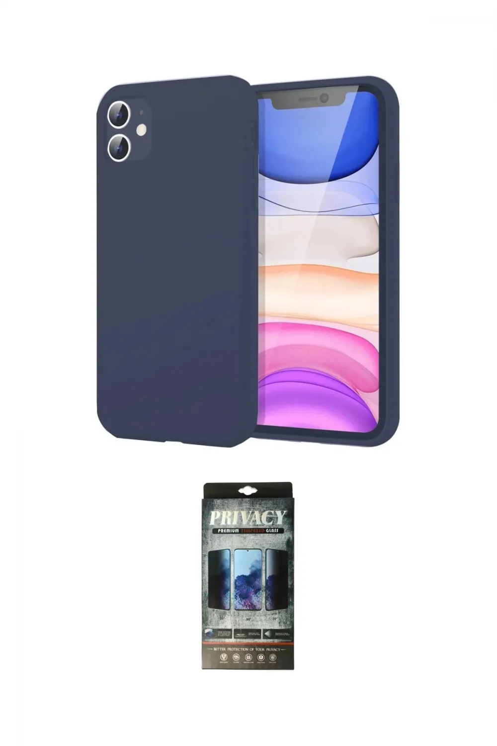 ieg™ iPhone 11 Kılıf Kozmos Yansıma Özel Seri - Siyah 34D Hayalet Izgaralı Cam